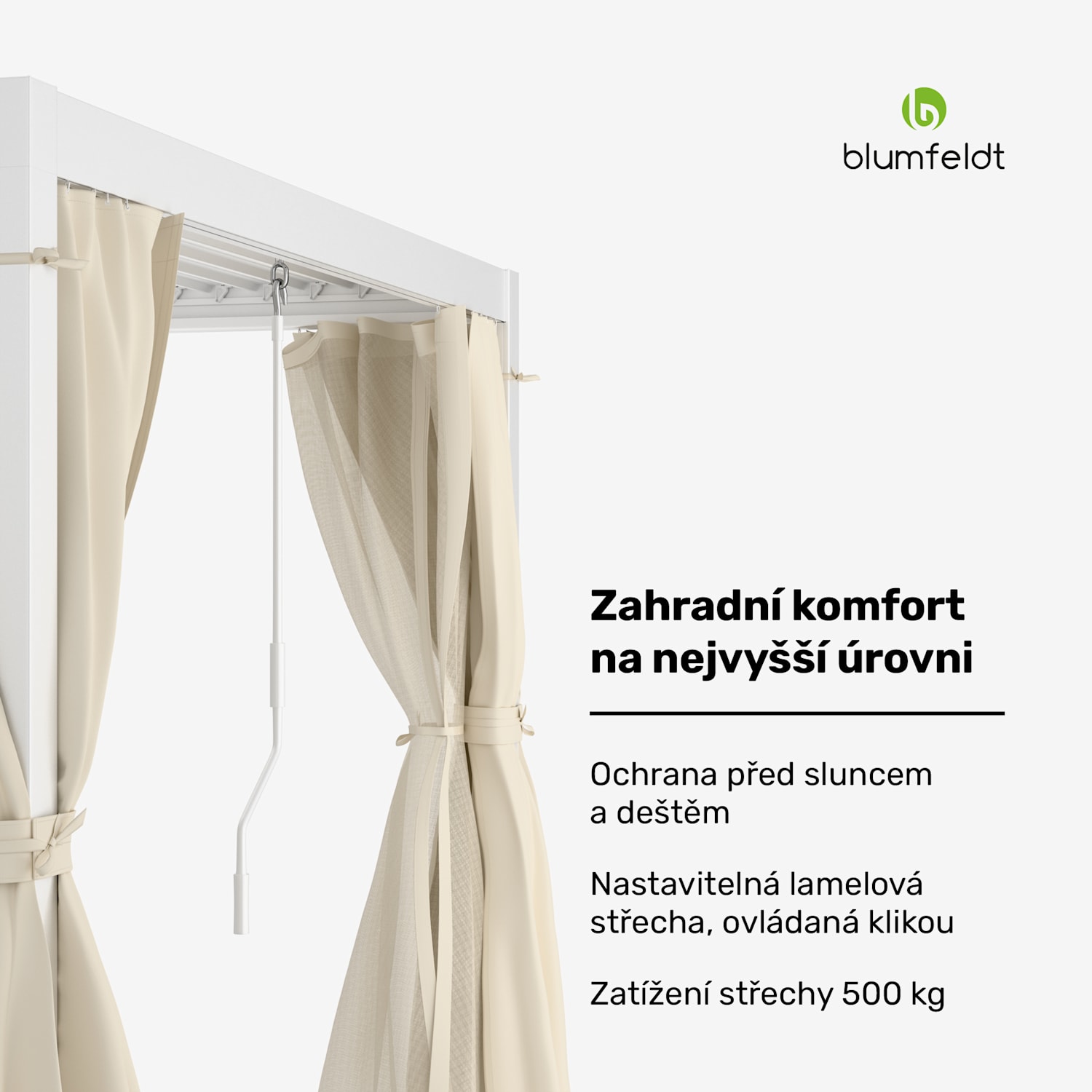 LuminaHaven Pergola 3x3 se závěsy a moskytiérou 3 x 3 m | Bílá