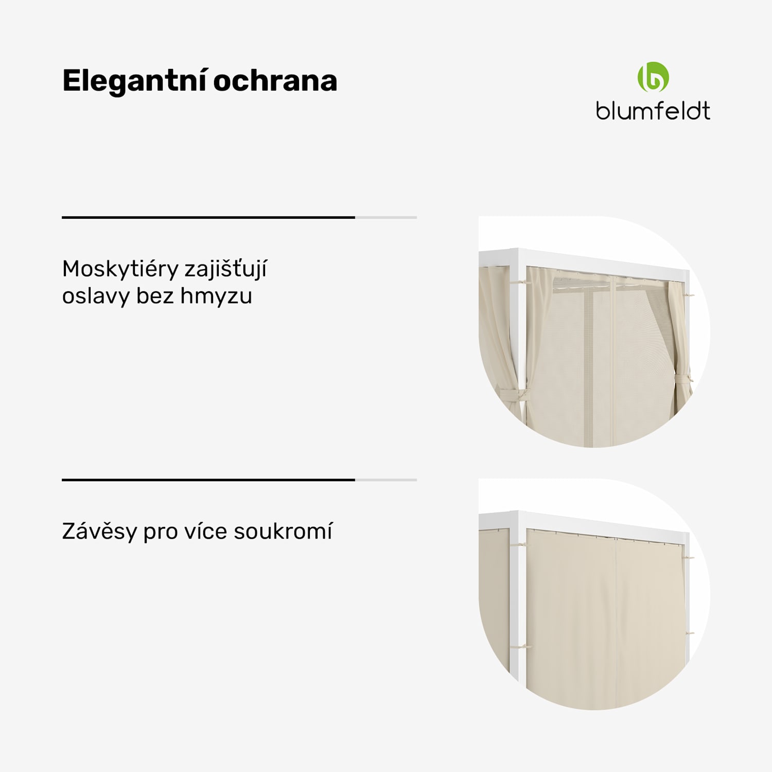 LuminaHaven Pergola 3x3 se závěsy a moskytiérou 3 x 3 m | Bílá