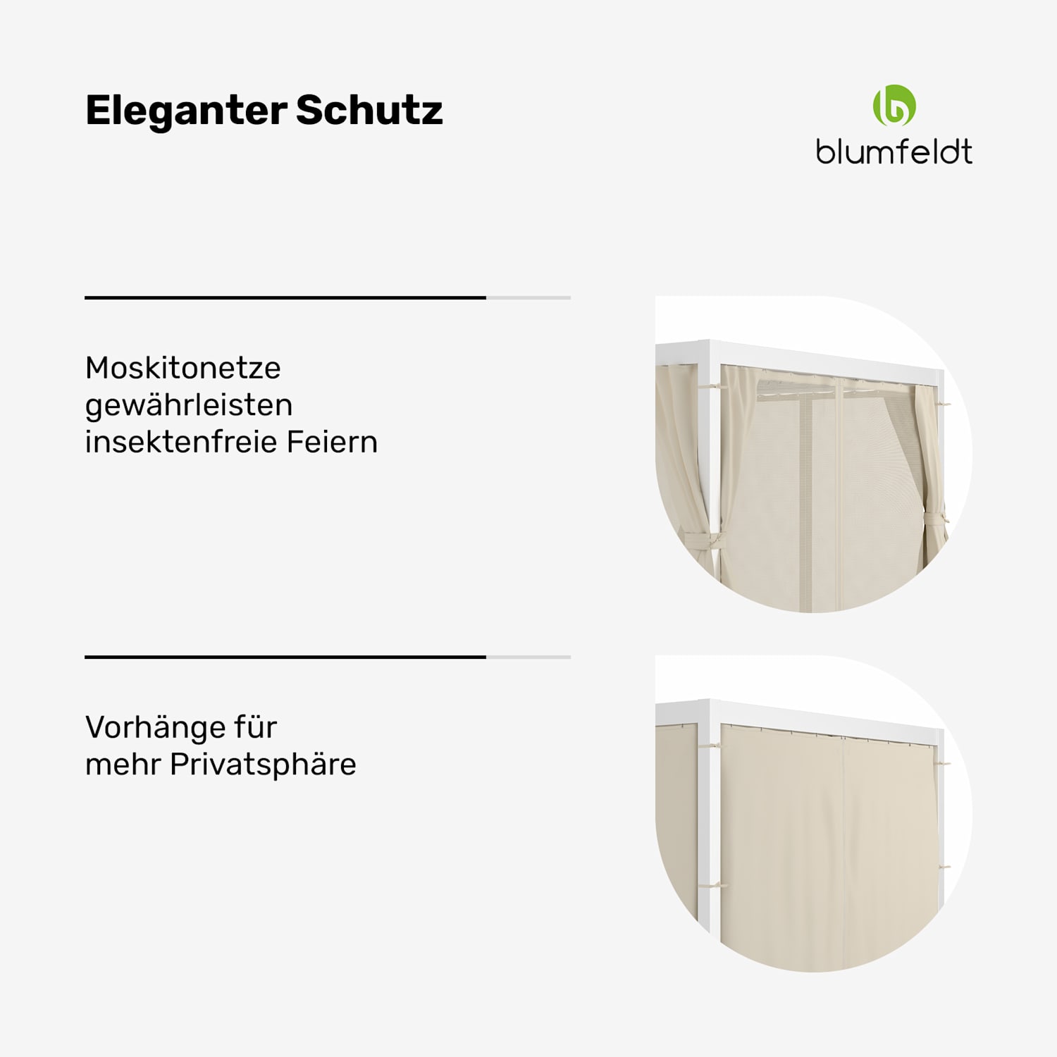 LuminaHaven Pergola 3x3 mit Vorhängen und Moskitonetzen 3 x 3 m | Weiß