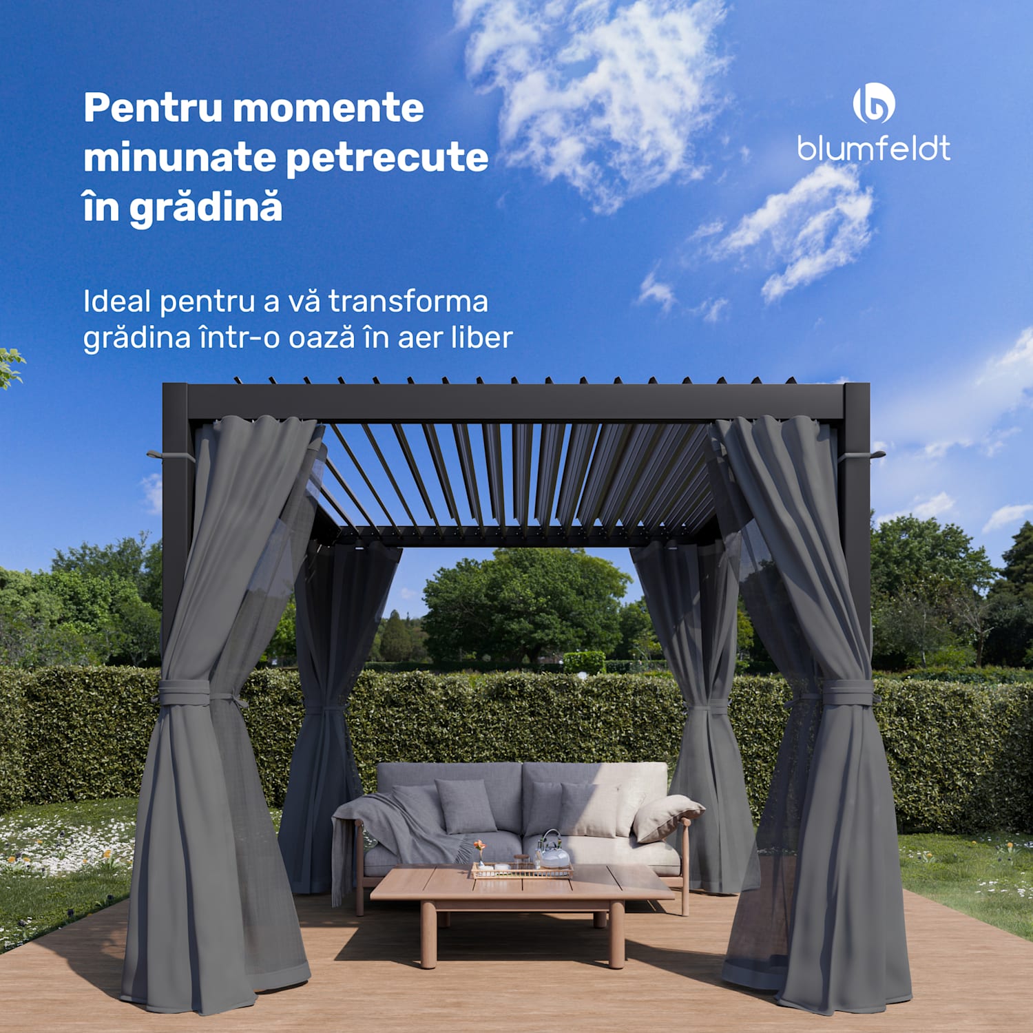 LuminaHaven Pergola 3x3 perdele și plase de țânțari 3 x 3 m | Negru