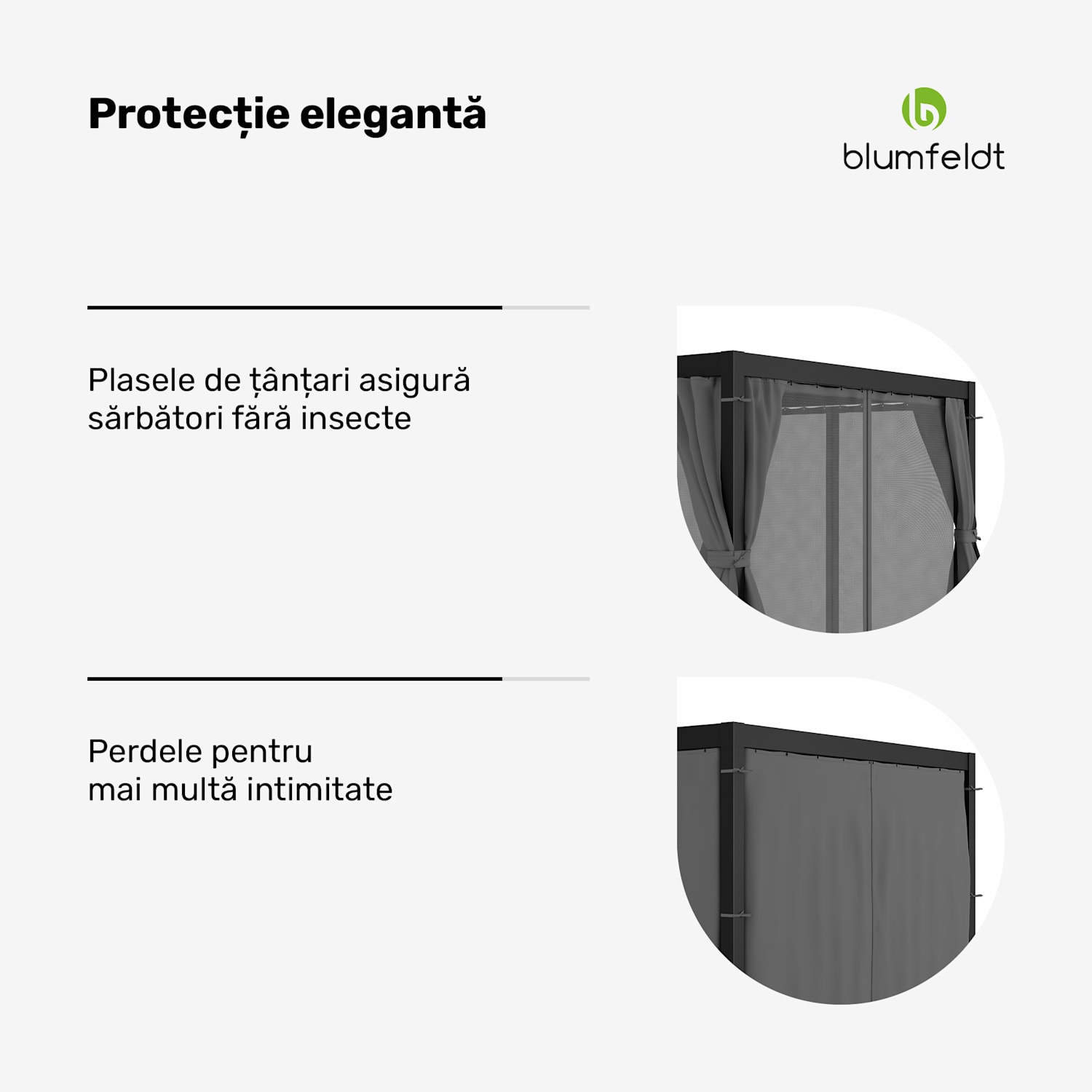 LuminaHaven Pergola 3x3 perdele și plase de țânțari 3 x 3 m | Negru