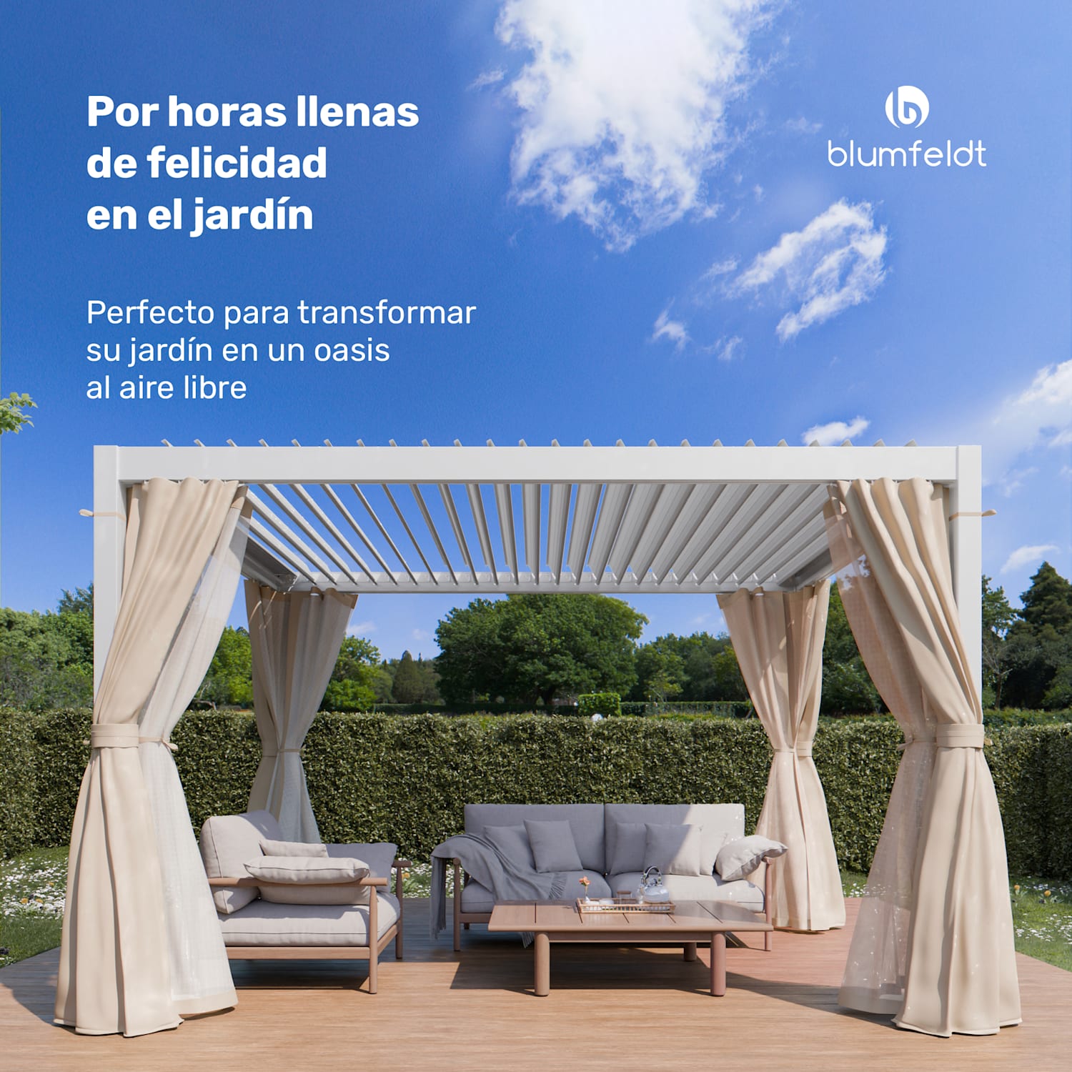 LuminaHaven Pérgola 3x4 con cortinas y mosquiteras 3 x 4 m | Blanco