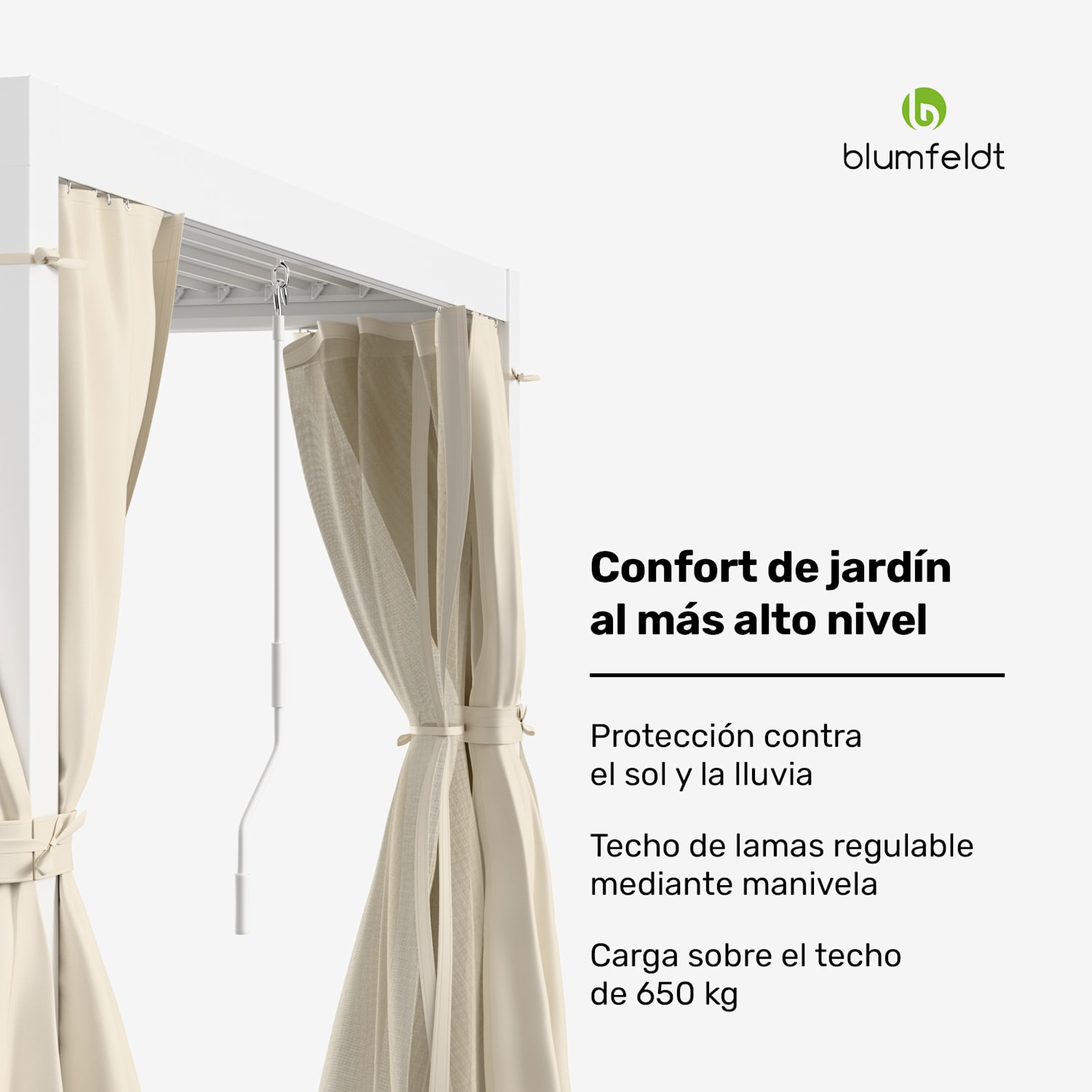 LuminaHaven Pérgola 3x4 con cortinas y mosquiteras 3 x 4 m | Blanco