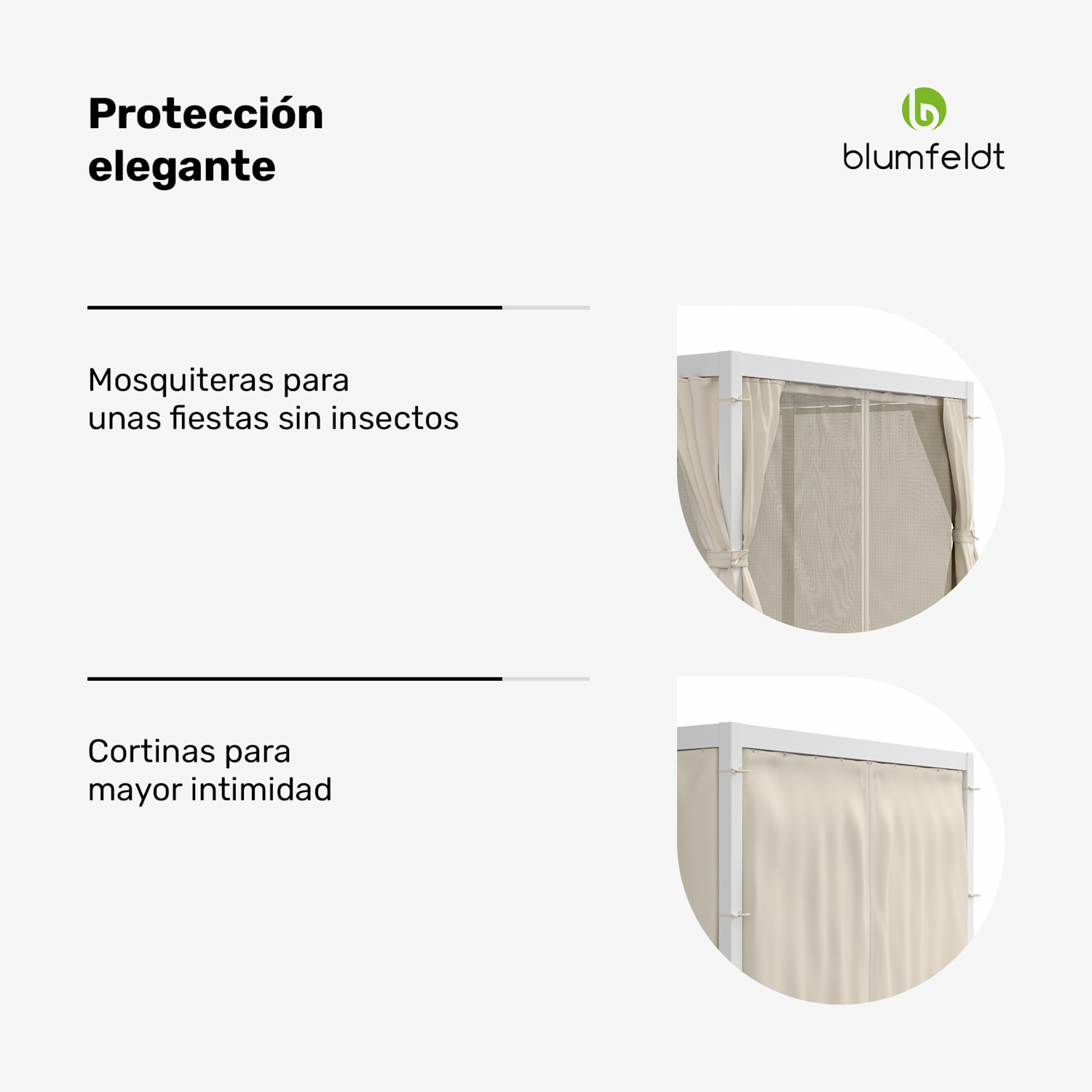 LuminaHaven Pérgola 3x4 con cortinas y mosquiteras 3 x 4 m | Blanco
