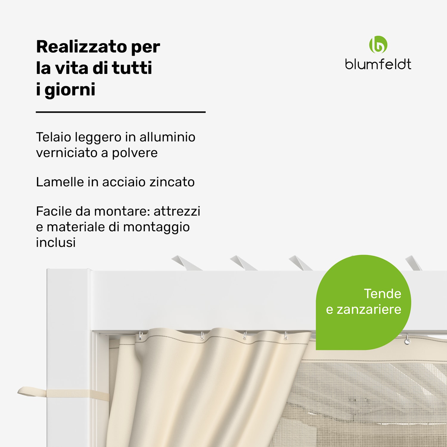 LuminaHaven - Pergola, 3x4, con tende e zanzariere 3 x 4 m | Bianco