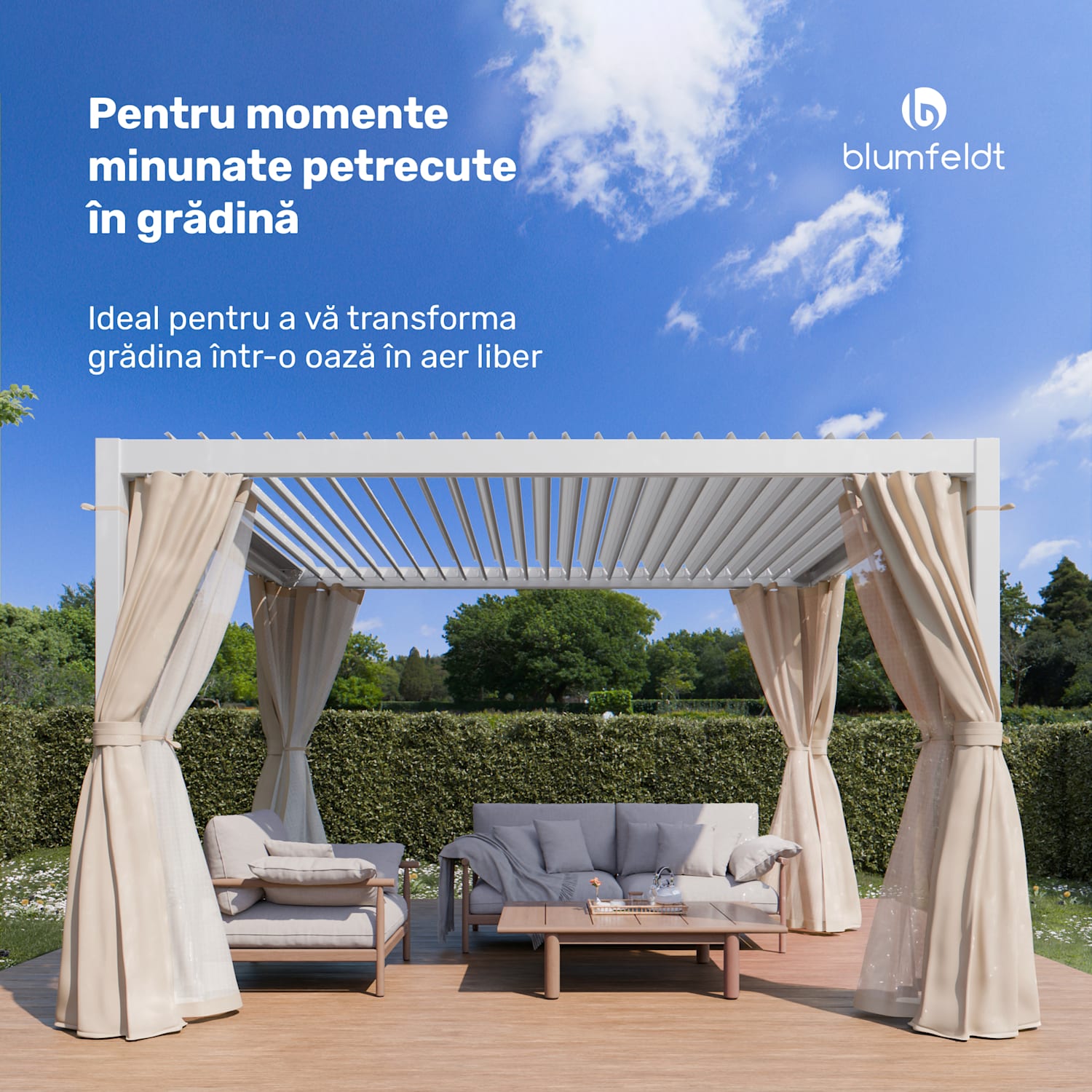LuminaHaven Pergola 3x4 cu perdele și plase de insecte 3 x 4 m | Alb