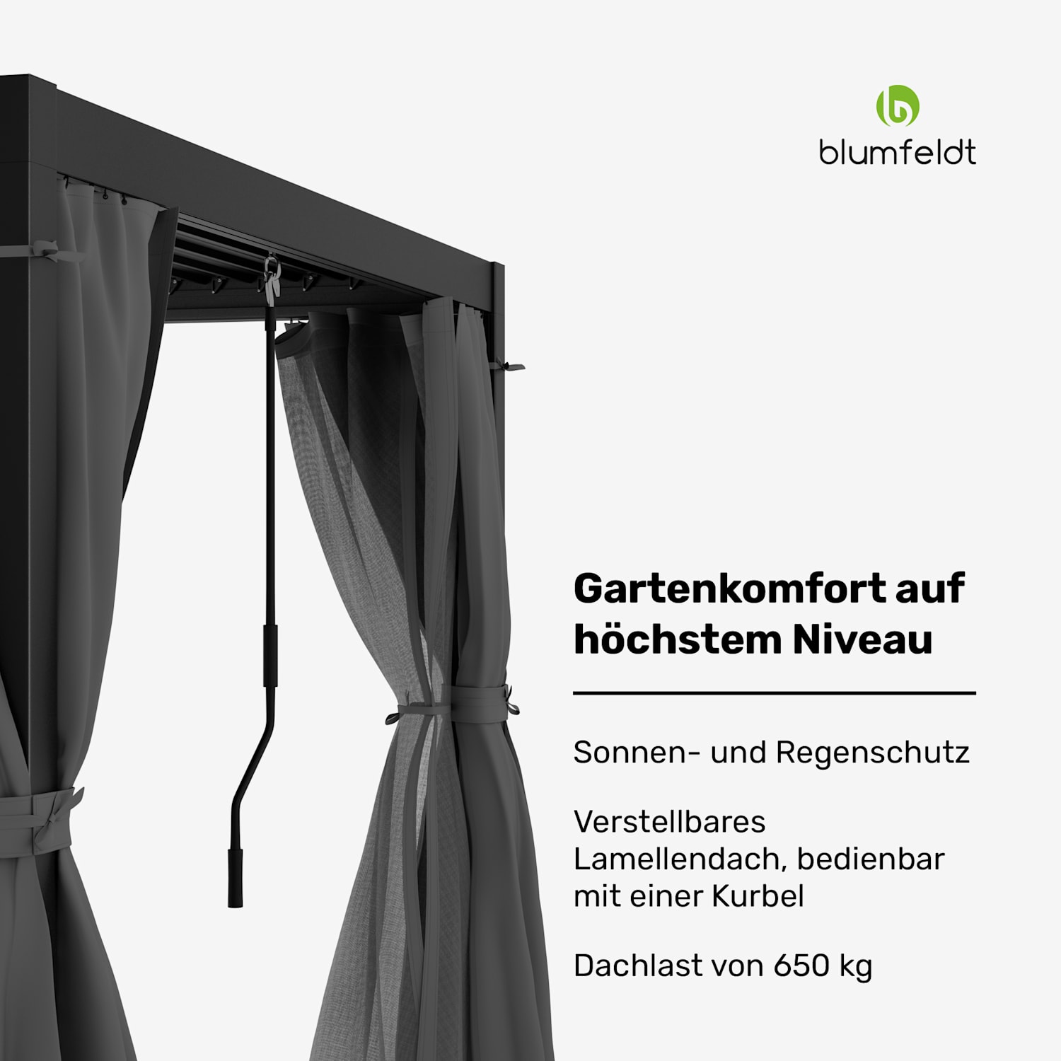 LuminaHaven Pergola 3x4 mit Vorhängen und Moskitonetzen 3 x 4 m | Schwarz