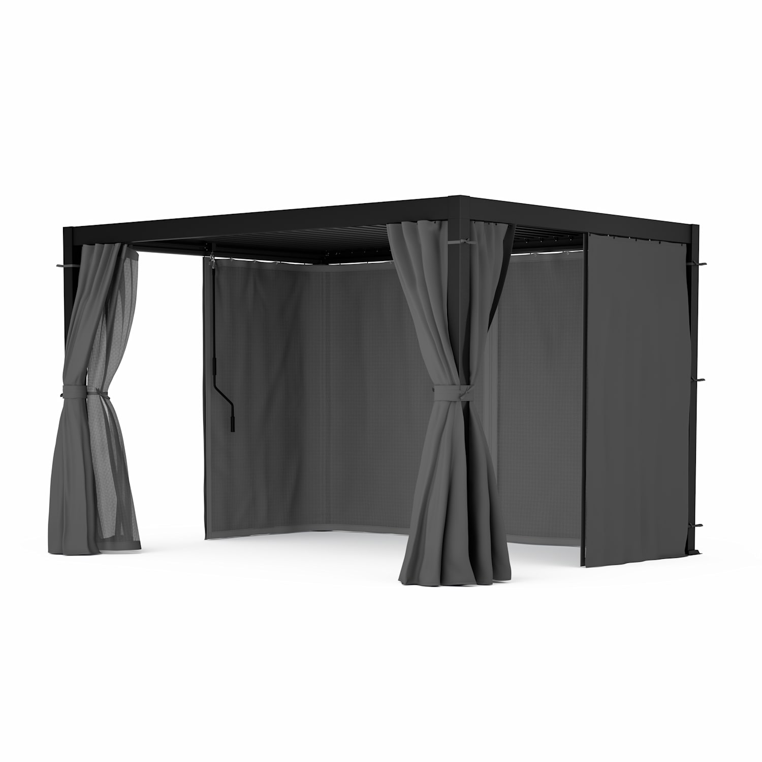 LuminaHaven Pergola 3x4 mit Vorhängen und Moskitonetzen 3 x 4 m | Schwarz