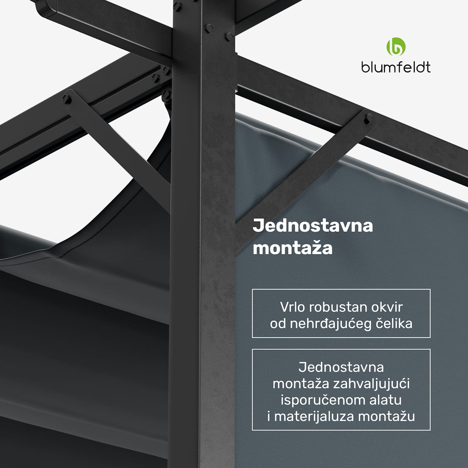 Pantheon Robust pergola 3 x 3 m čelik otporan na vremenske uvjete premazan zaštitnim lakiranjem s bočnim roletama 3 x 3 m | s bočnim stranicama | Tamno siva