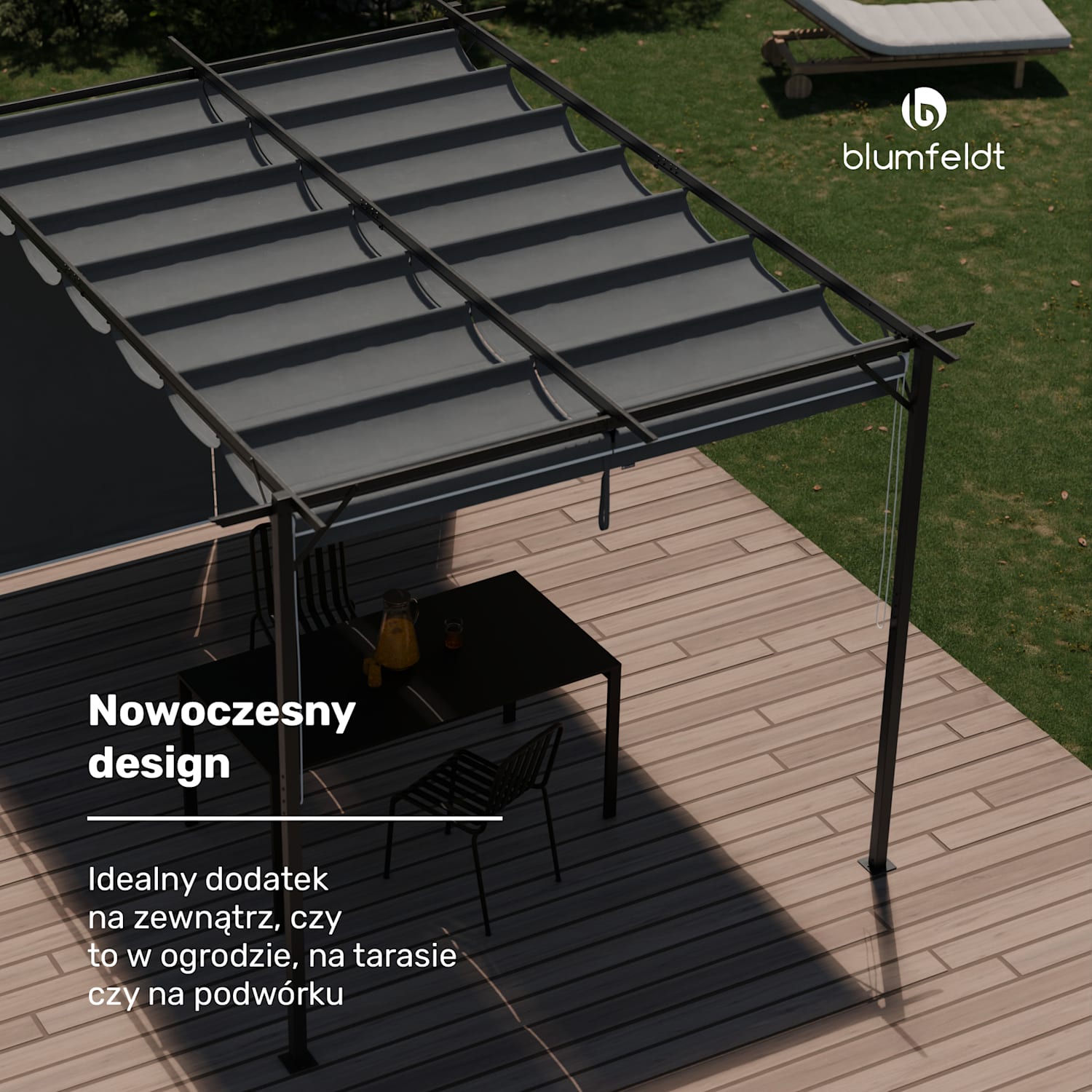 Pantheon Robust, altana ogrodowa, 3 x 4 m, stal malowana proszkowo, odporność na warunki atmosferyczne, rolety boczne 3 x 4 m | z panelami bocznymi | Ciemnoszary