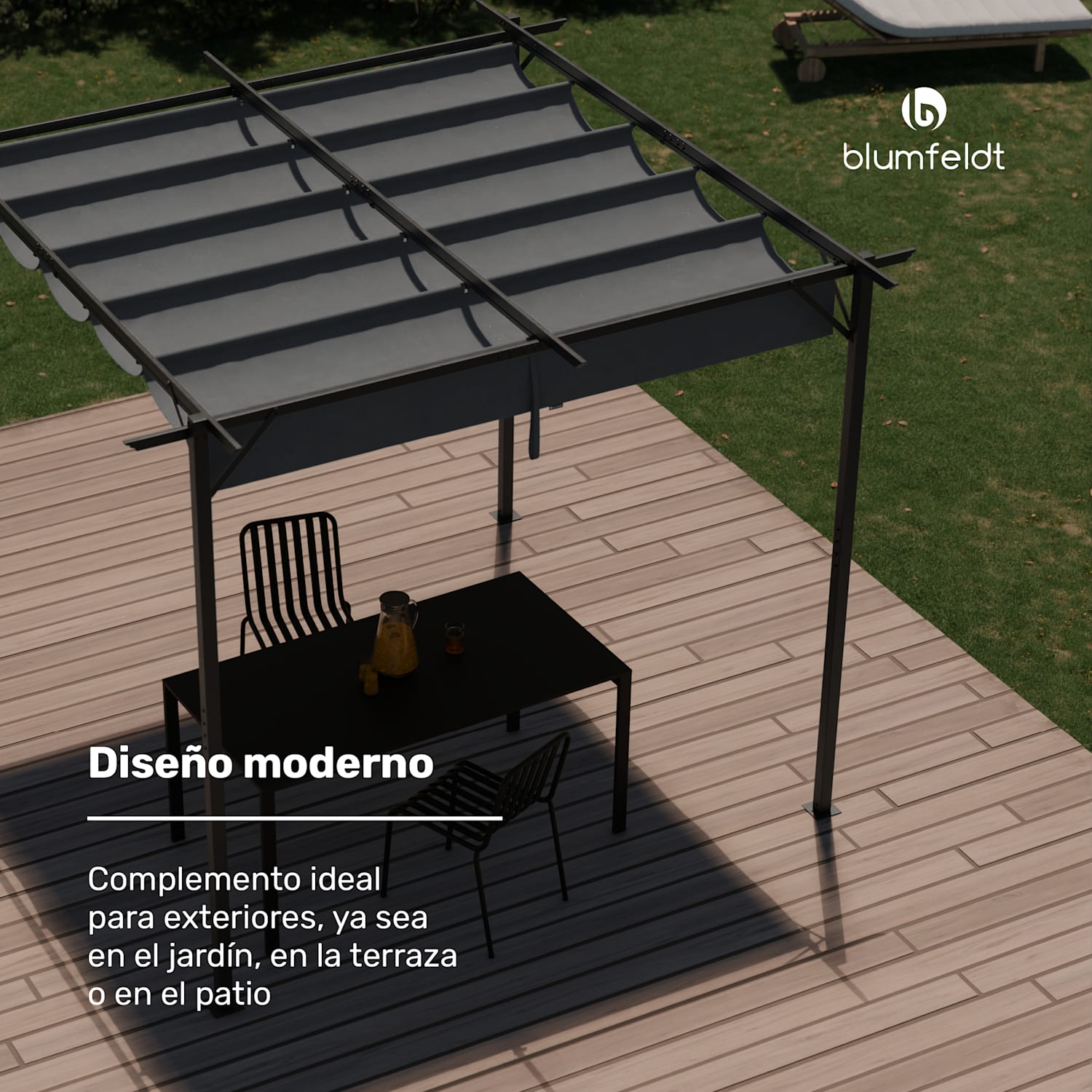 Pantheon Robust Pérgola 3×3 m resistente a la intemperie Acero con recubrimiento de polvo 3 x 3 m | Sin paredes laterales | Gris Oscuro