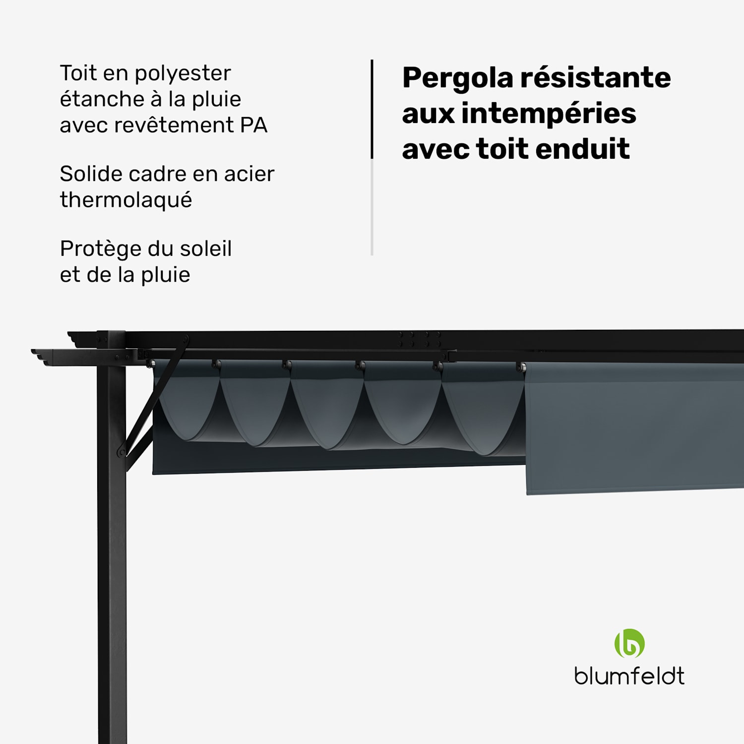 Pantheon Robust Pergola 3x3 m résistante aux intempéries acier thermolaqué 3 x 3 m | Sans parois latérales | Gris Foncé