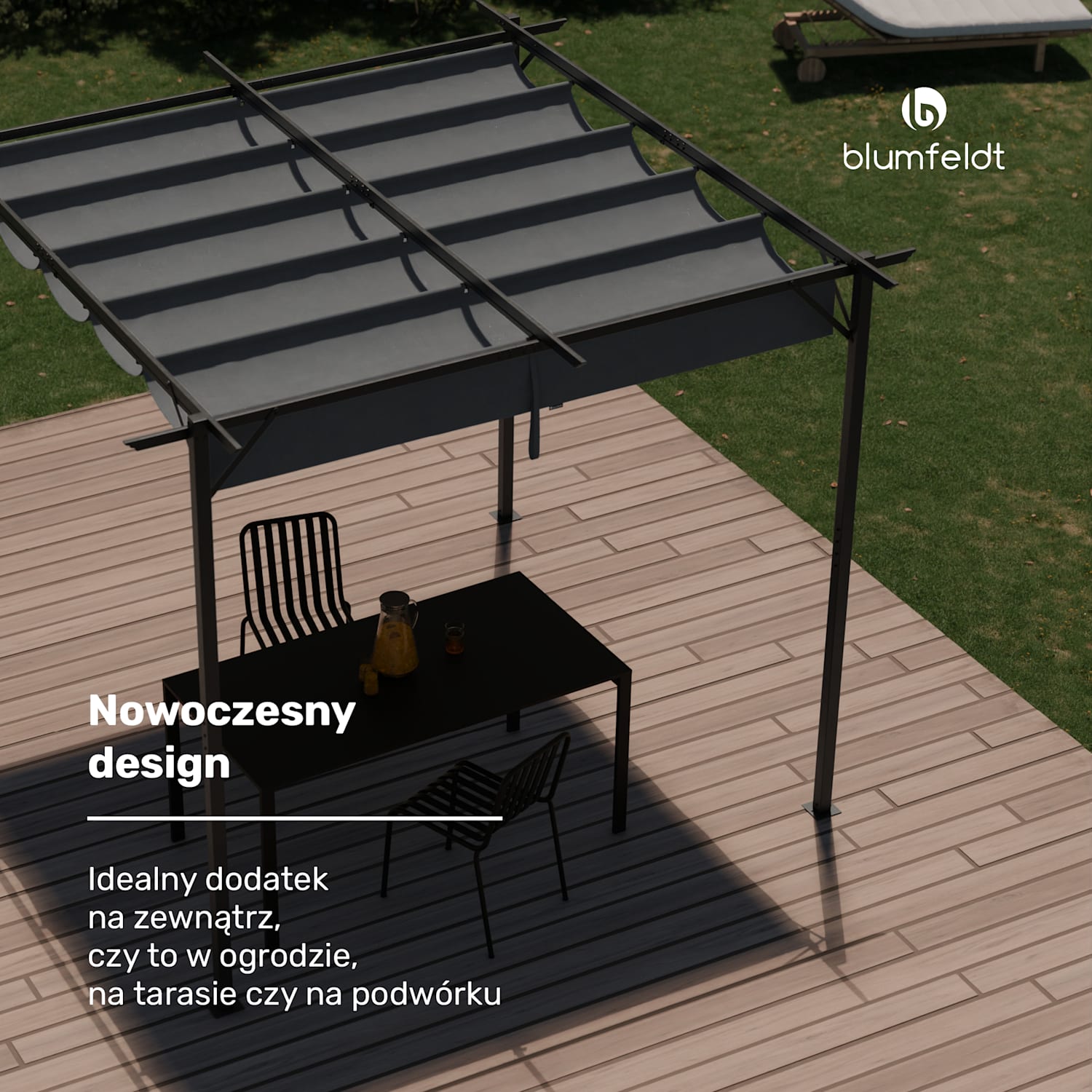 Pantheon Robust, altana ogrodowa, 3 x 3 m, stal malowana proszkowo, odporność na warunki atmosferyczne 3 x 3 m | bez paneli bocznych | Ciemnoszary