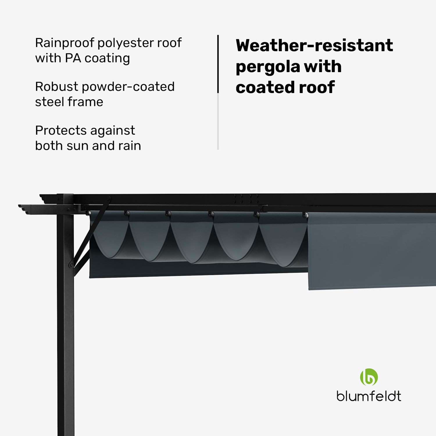 Pantheon Robust pergola 3x3m weerbestendig staal met poedercoating 3 x 3 m | zonder zijwanden | Donkergrijs