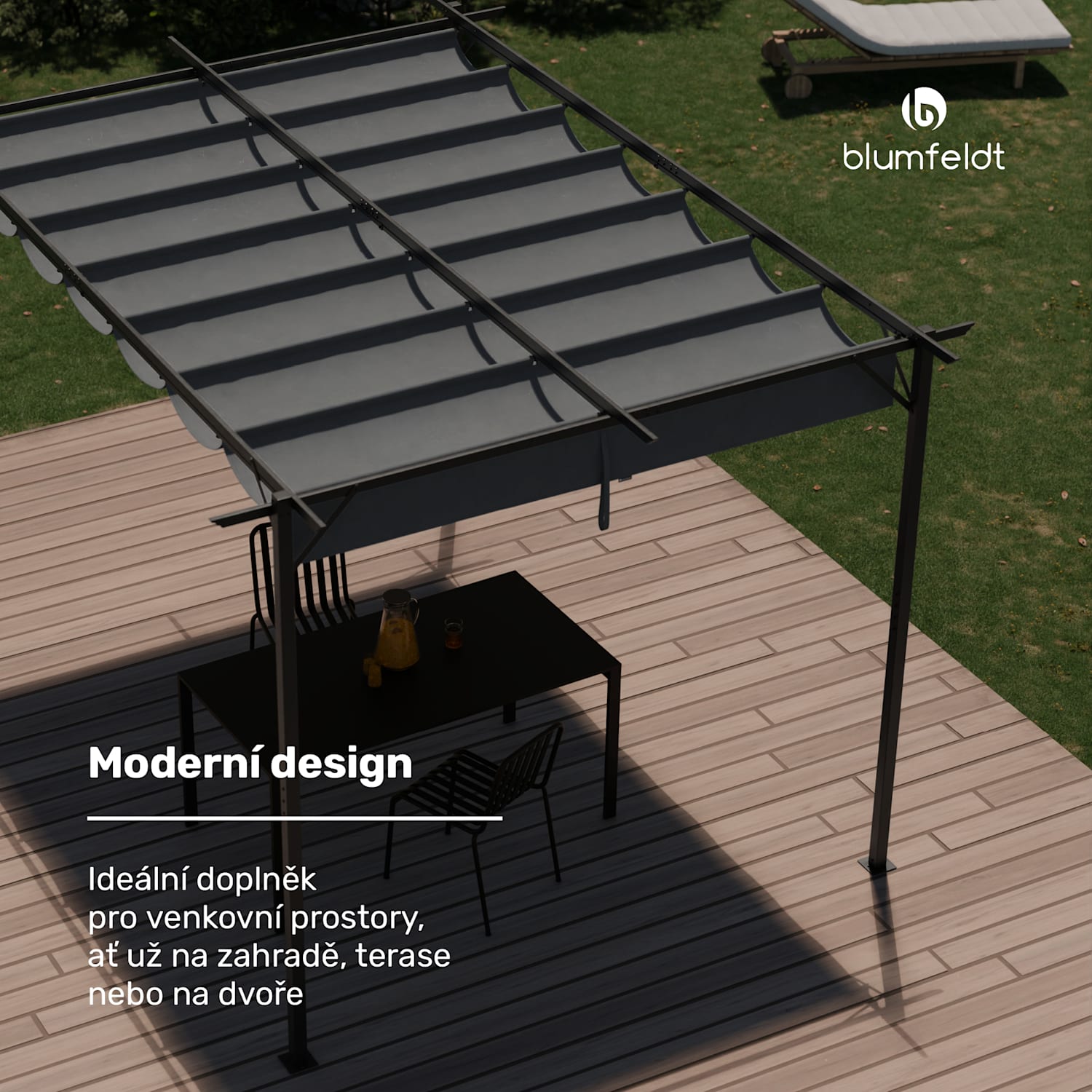 Pantheon Robust Pergola, 3x4 m práškově lakovaná ocel odolná vůči povětrnostním vlivům 3 x 4 m | bez bočních panelů | Tmavě šedá