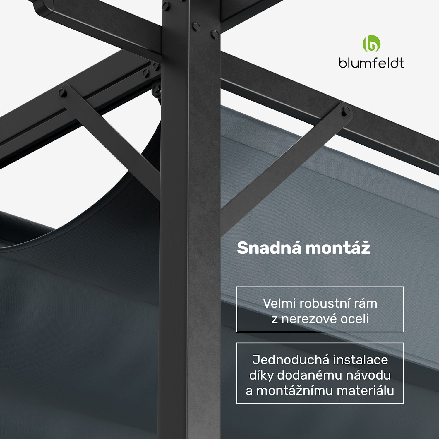 Pantheon Robust Pergola, 3x4 m práškově lakovaná ocel odolná vůči povětrnostním vlivům 3 x 4 m | bez bočních panelů | Tmavě šedá