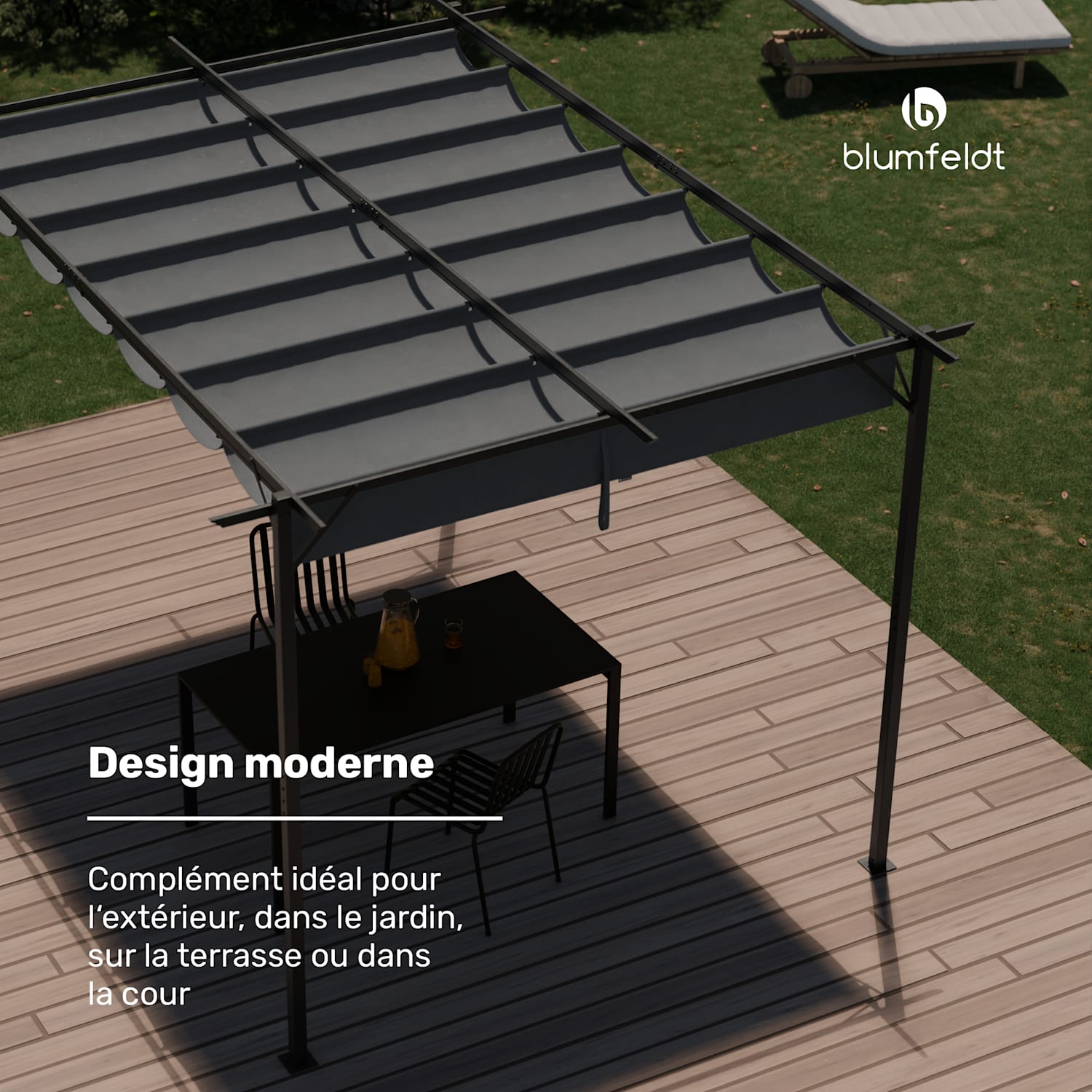 Pantheon Robust pergola 3x4m weerbestendig staal met poedercoating 3 x 4 m | zonder zijwanden | Donkergrijs