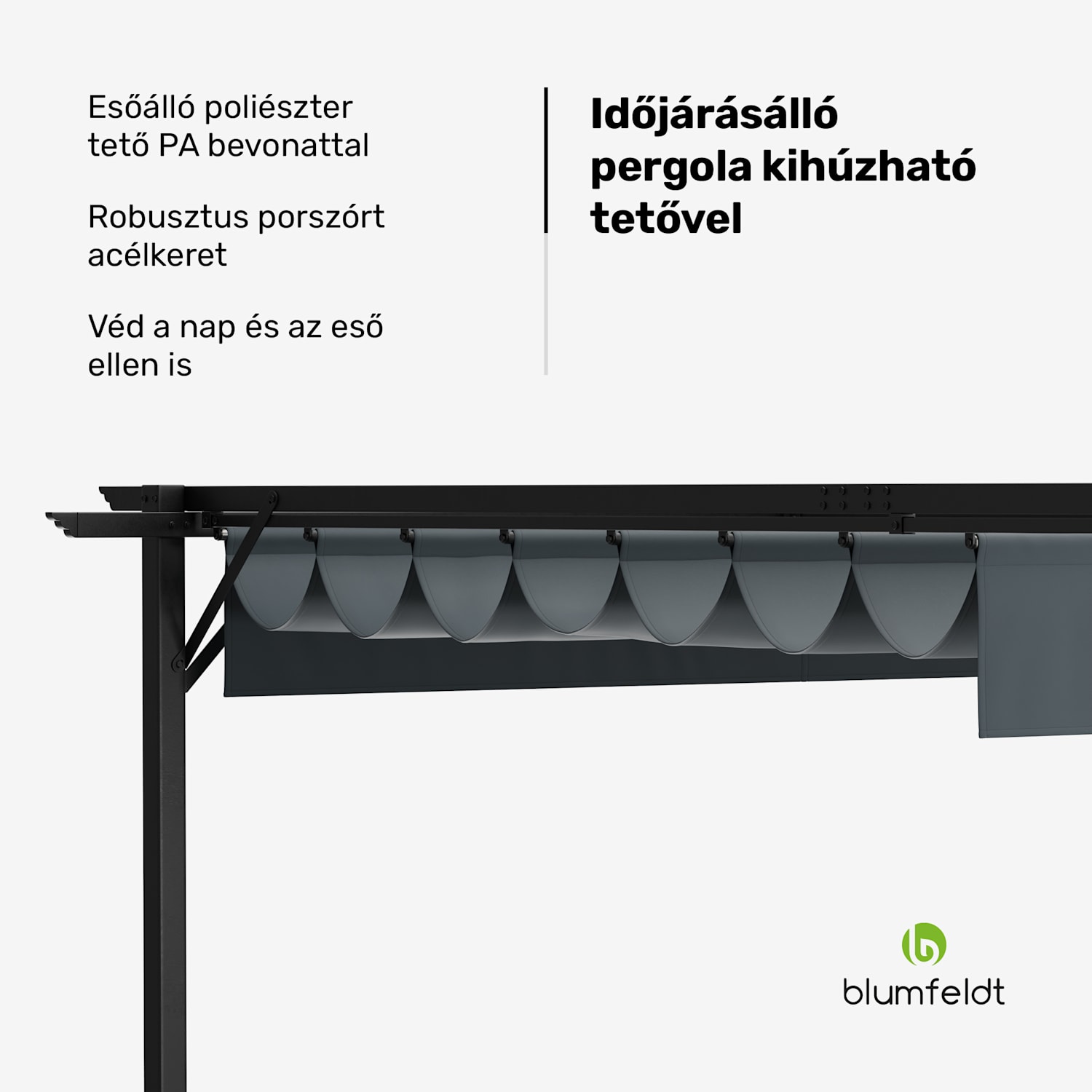 Pantheon Robust Pergola, 3x4 m időjárásálló porszórt acél 3 x 4 m | oldalpanelek nélkül | Sötét szürke
