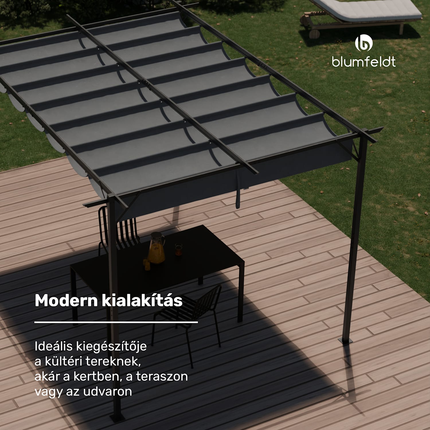 Pantheon Robust Pergola, 3x4 m időjárásálló porszórt acél 3 x 4 m | oldalpanelek nélkül | Sötét szürke
