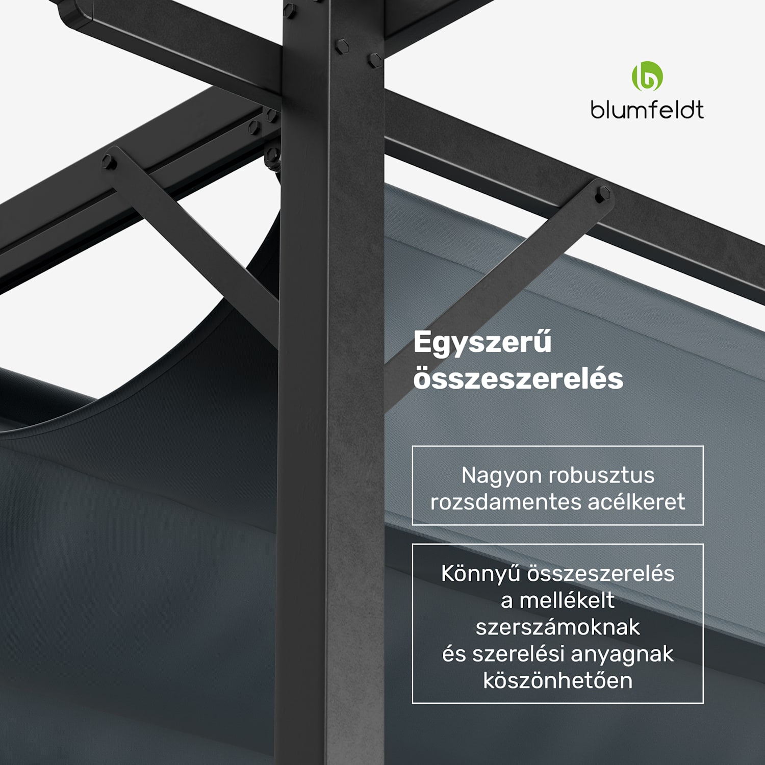 Pantheon Robust Pergola, 3x4 m időjárásálló porszórt acél 3 x 4 m | oldalpanelek nélkül | Sötét szürke