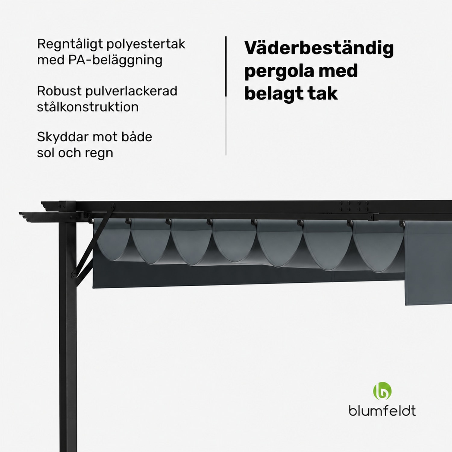 Pantheon Robust Pergola 3x4 m, väderbeständig, pulverlackerat stål 3 x 4 m | Utan sidoväggar | Mörkgrå
