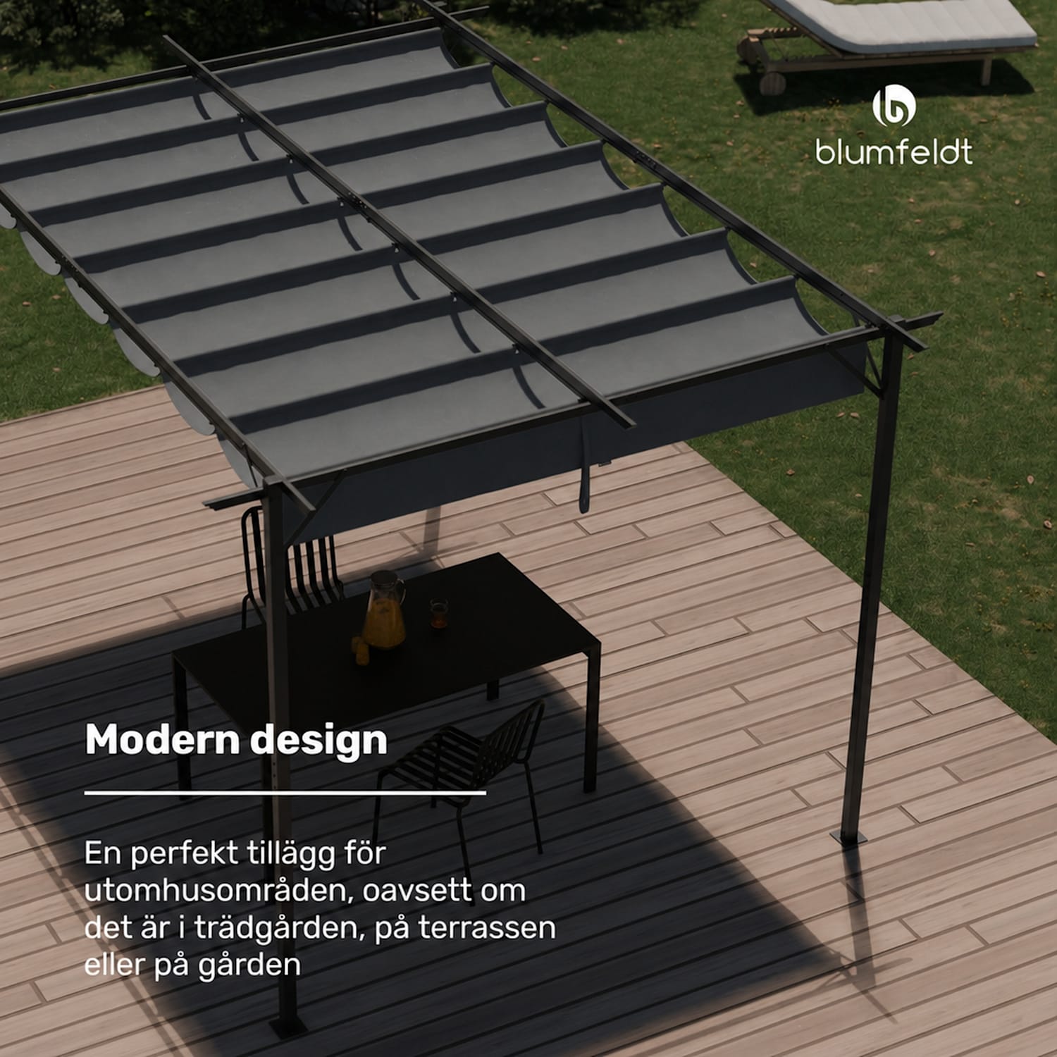 Pantheon Robust Pergola 3x4 m, väderbeständig, pulverlackerat stål 3 x 4 m | Utan sidoväggar | Mörkgrå