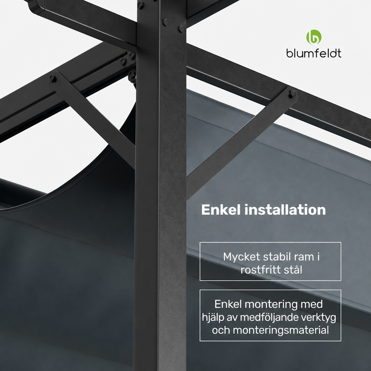Pantheon Robust Pergola 3x4 m, väderbeständig, pulverlackerat stål 3 x 4 m | Utan sidoväggar | Mörkgrå