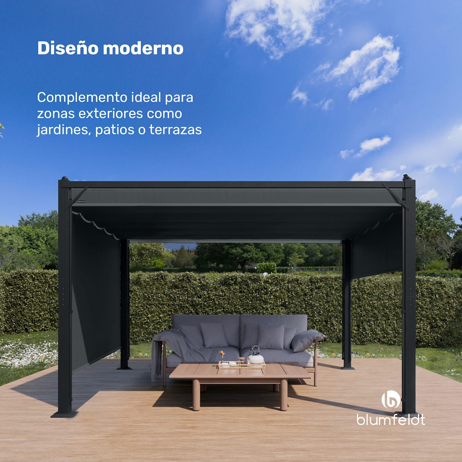 Pantheon Cortina gazebo 3 x 4 m | resistente a la intemperie | aluminio | con recubrimiento en polvo | persianas 3 x 4 m | Antracita / Negro