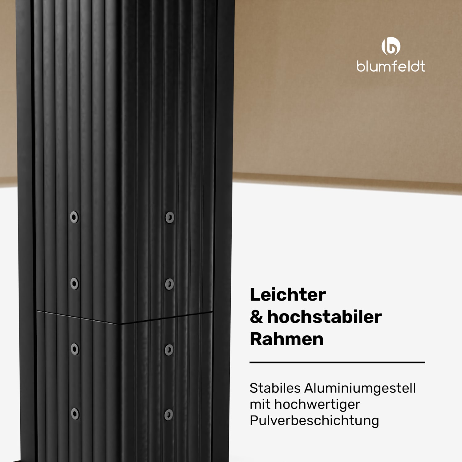 Pantheon Cortina Pavillon 3x4m | wetterbeständig | Aluminium | pulverbeschichtet | Rollläden 3 x 4 m | Anthrazit / Beige