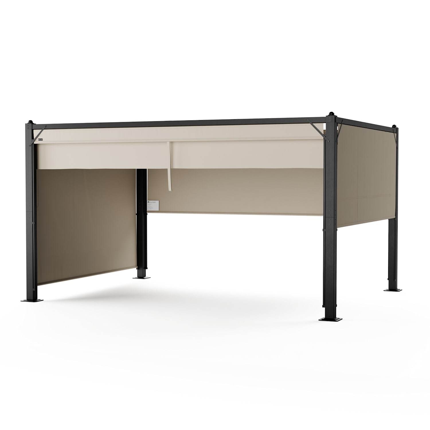 Pantheon Cortina Pavillon 3x4m | wetterbeständig | Aluminium | pulverbeschichtet | Rollläden 3 x 4 m | Anthrazit / Beige