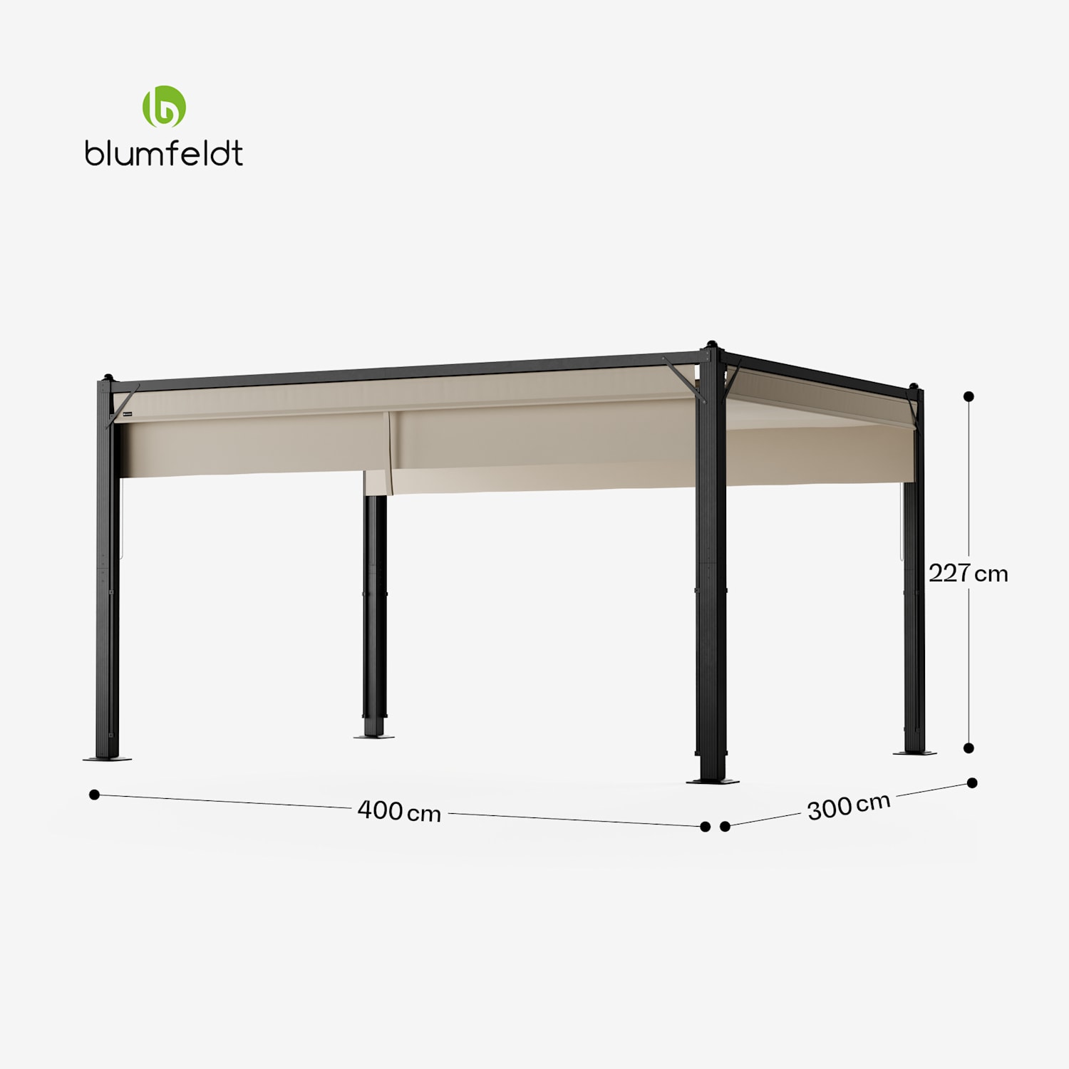 Pantheon Cortina Pavillon 3x4m | wetterbeständig | Aluminium | pulverbeschichtet | Rollläden 3 x 4 m | Anthrazit / Beige