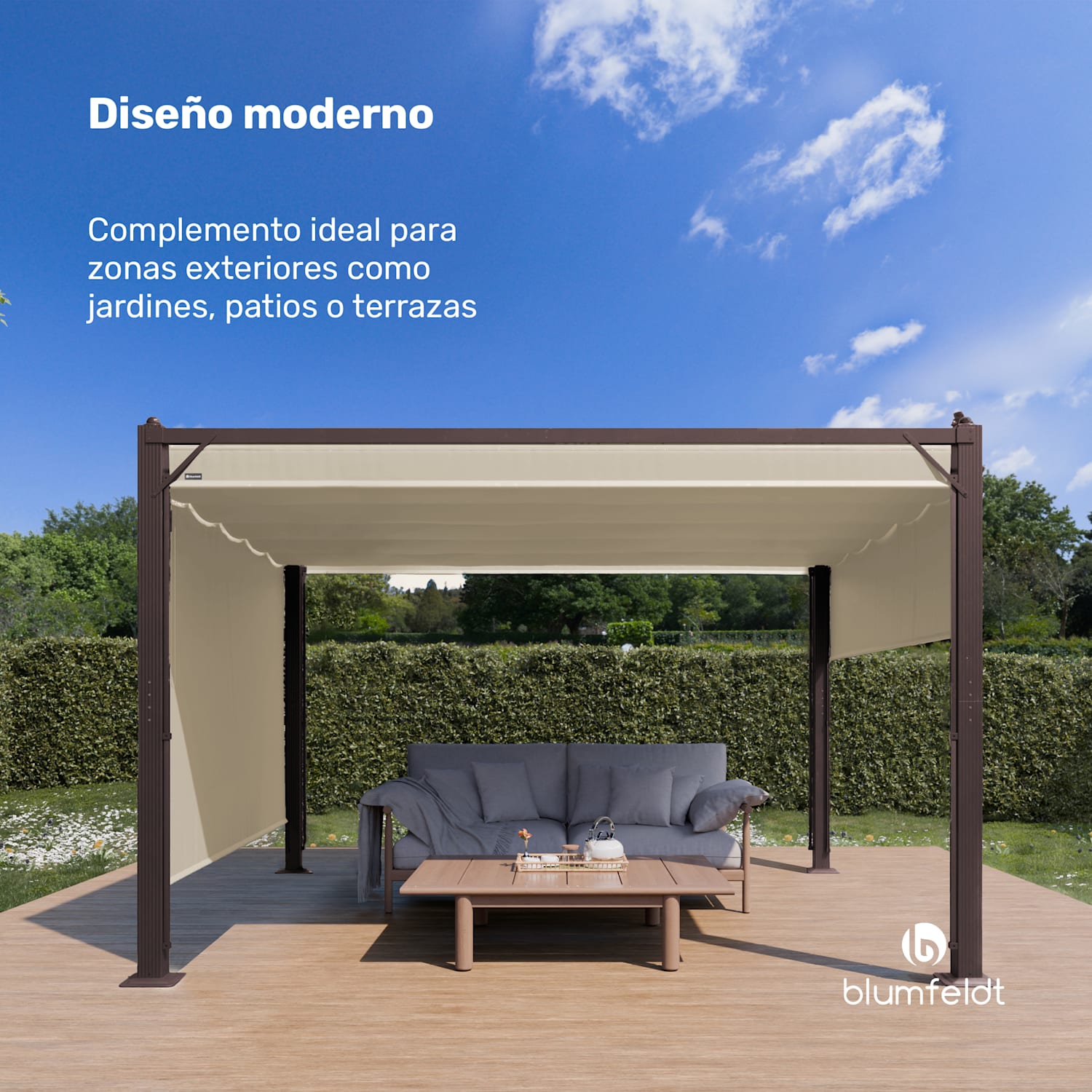 Pantheon Cortina gazebo 3 x 4 m | resistente a la intemperie | aluminio | con recubrimiento en polvo | persianas 3 x 4 m | Marrón / Beige