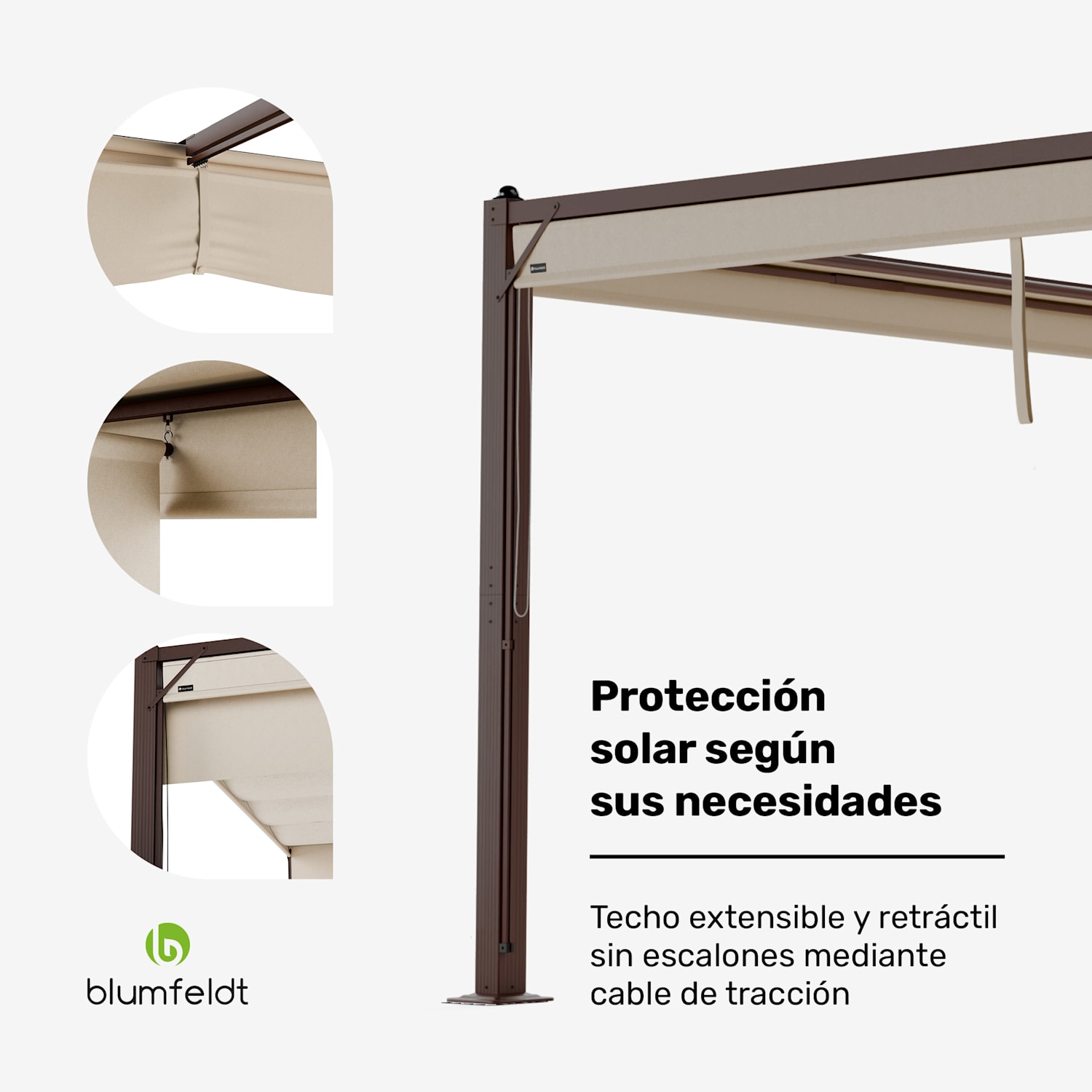 Pantheon Cortina gazebo 3 x 4 m | resistente a la intemperie | aluminio | con recubrimiento en polvo | persianas 3 x 4 m | Marrón / Beige