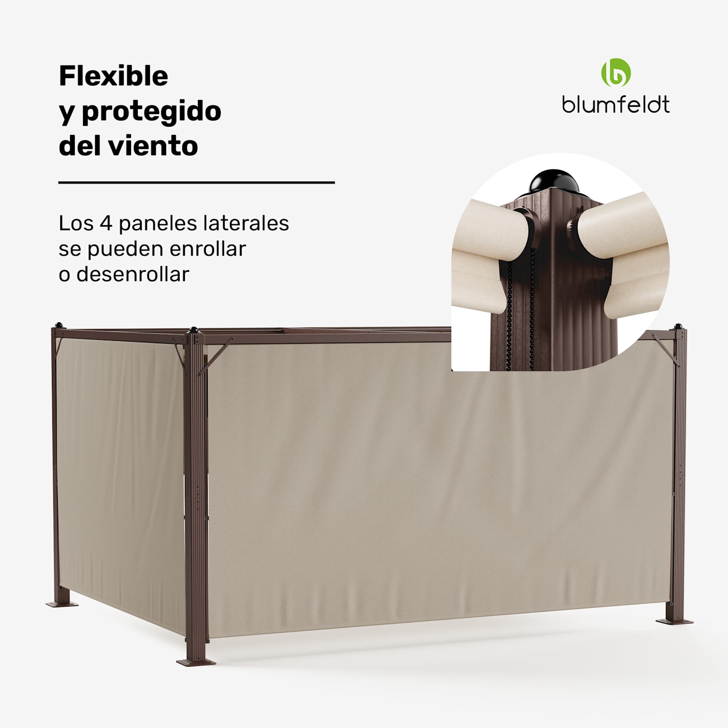 Pantheon Cortina gazebo 3 x 4 m | resistente a la intemperie | aluminio | con recubrimiento en polvo | persianas 3 x 4 m | Marrón / Beige