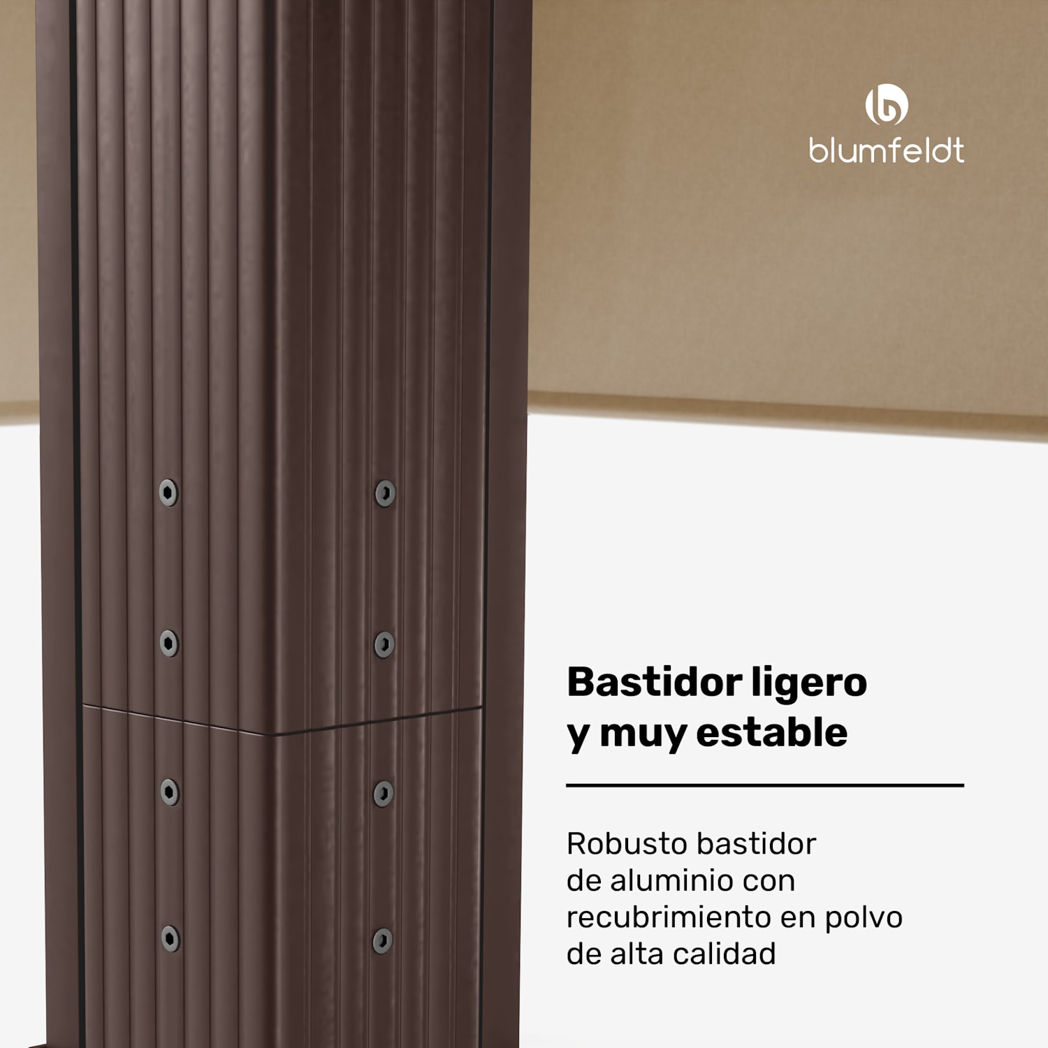 Pantheon Cortina gazebo 3 x 4 m | resistente a la intemperie | aluminio | con recubrimiento en polvo | persianas 3 x 4 m | Marrón / Beige