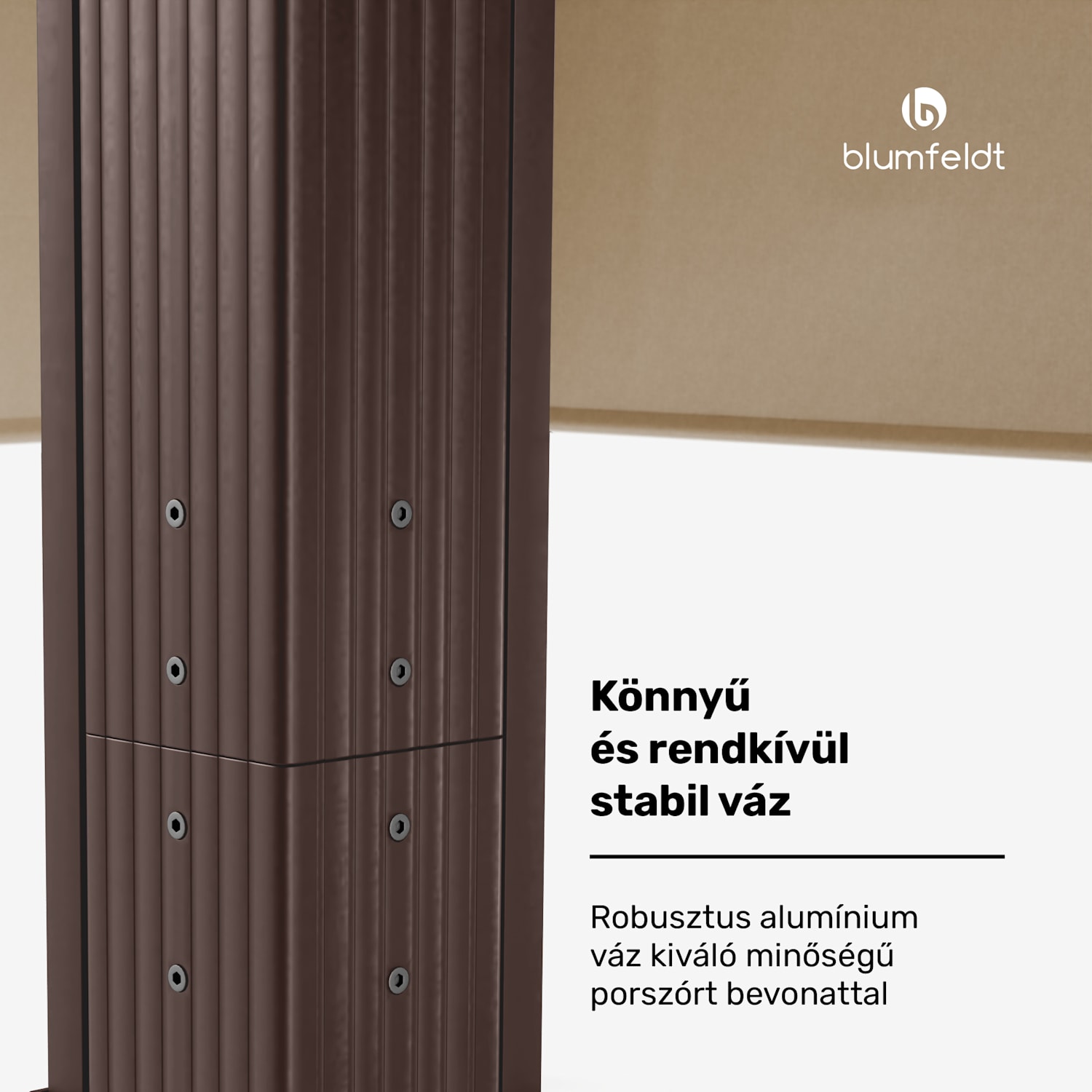 Pantheon Cortina pavilon 3x4 m, időjárásálló, alumínium, porfestett, redőnyök 3 x 4 m | Barna / bézs