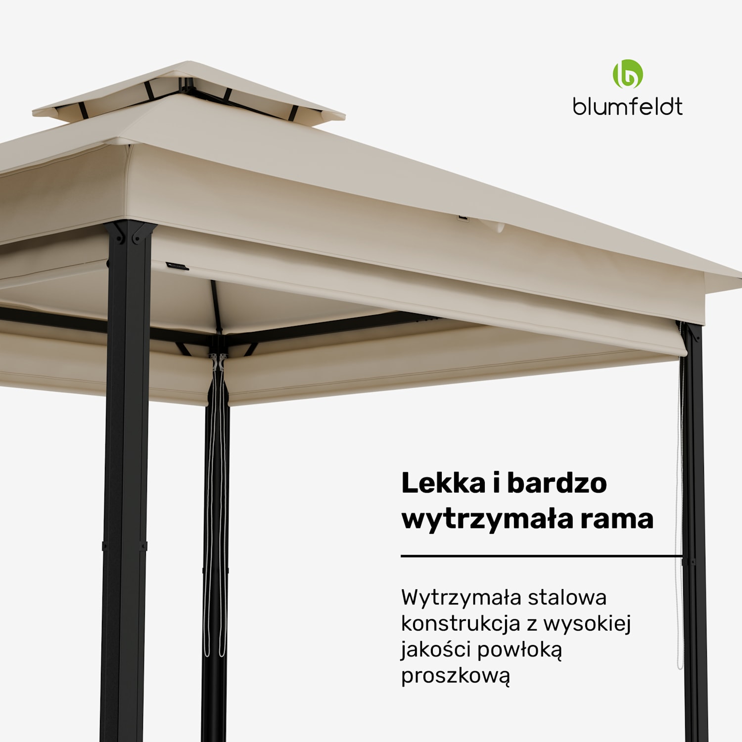 Grandezza Cortina Altana ogrodowa 3x3 m, odporna na warunki atmosferyczne, malowana proszkowo, rolety boczne 3 x 3 m | Beż