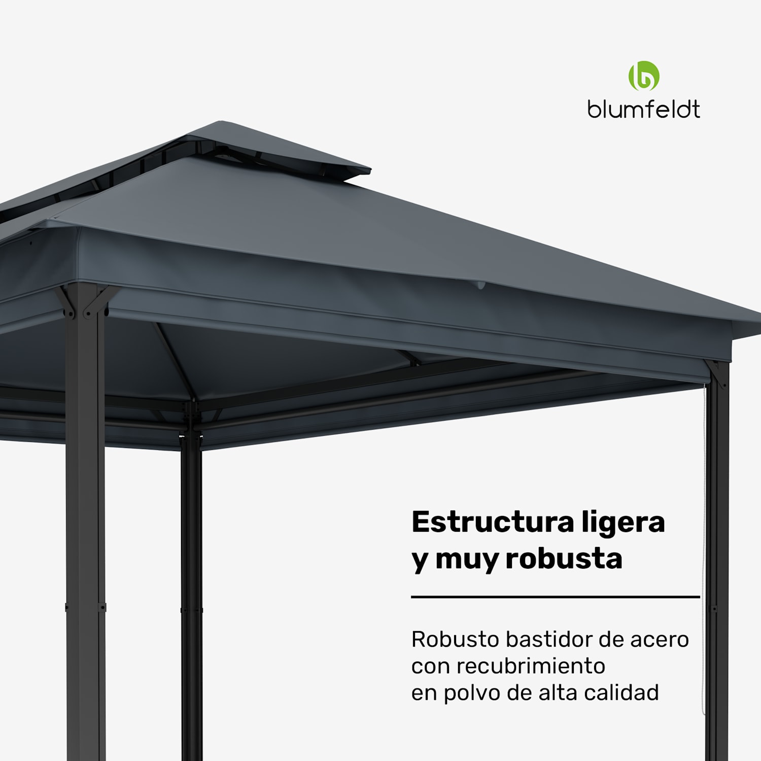 Cenador de jardín Grandezza Cortina 3x4 m | resistente a la intemperie | con recubrimiento en polvo | persianas laterales 3 x 4 m | Gris Oscuro