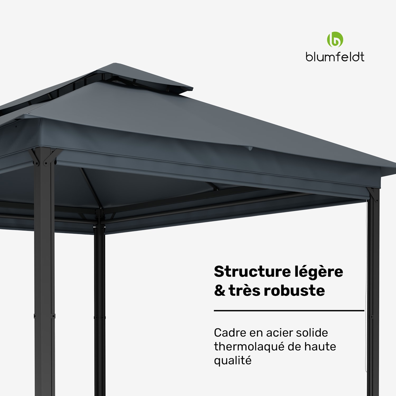 Grandezza Cortina pergola de jardin 3x4 m | résistante aux intempéries | thermolaquée | volets roulants latéraux 3 x 4 m | Gris Foncé