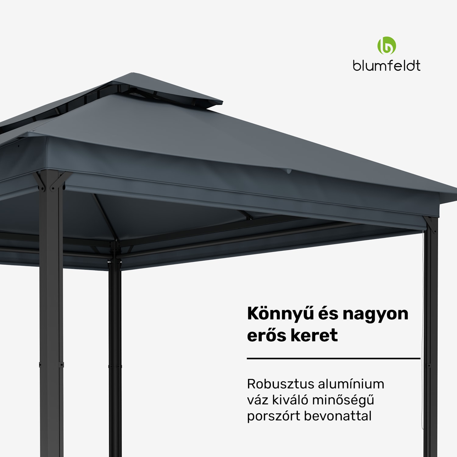 Grandezza Cortina kerti pavilon 3x4 m, időjárásálló, porfestett, oldalsó redőnyök 3 x 4 m | Sötét szürke