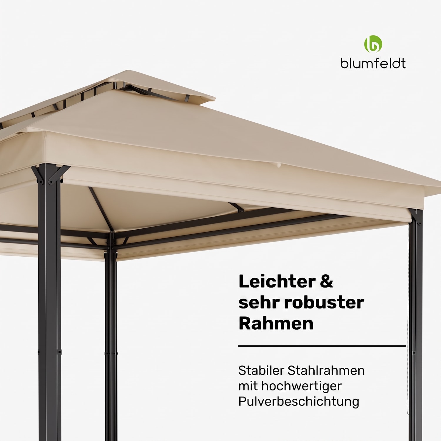Grandezza Cortina Gartenpavillon 3x4 m | wetterbeständig | pulverbeschichtet | seitliche Rollläden 3 x 4 m | Beige