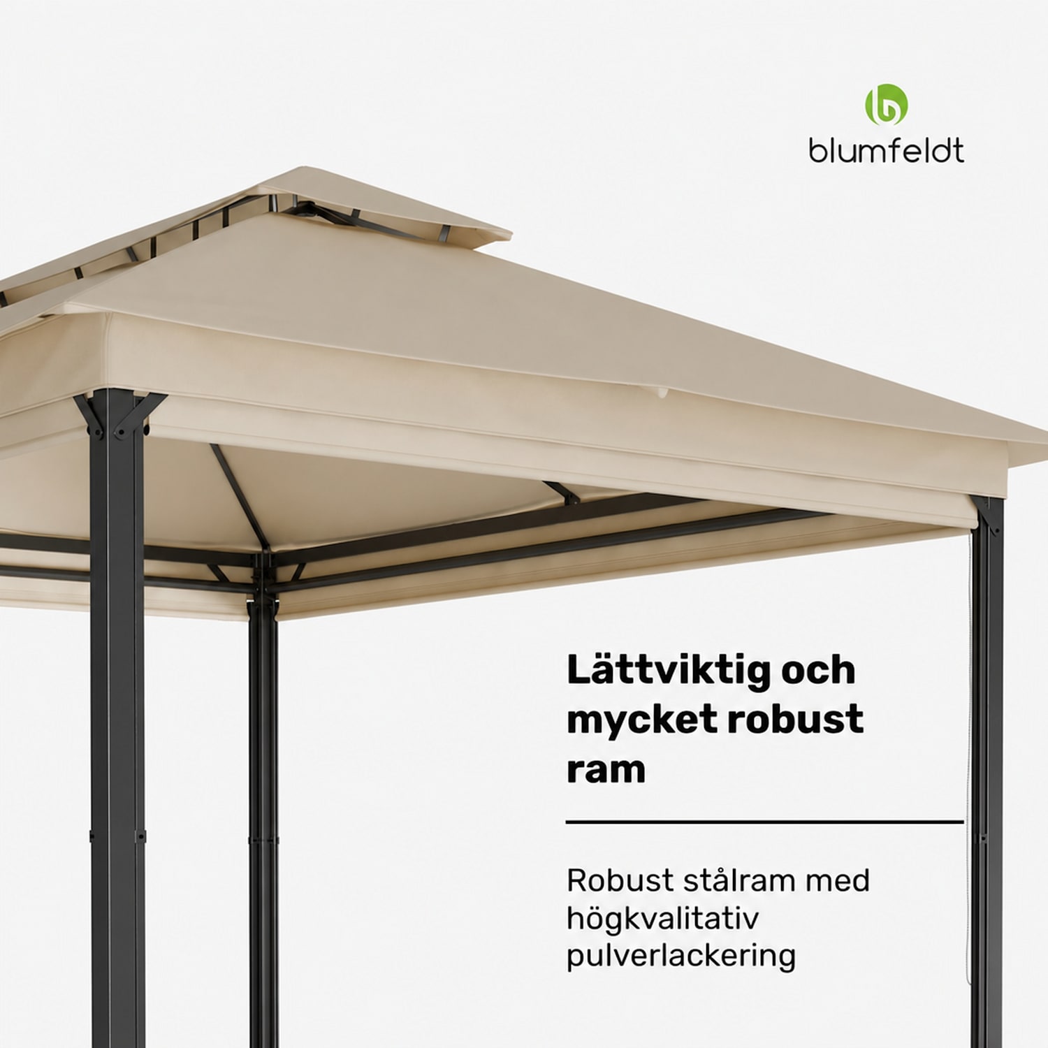 Grandezza Cortina trädgårdspaviljong 3x4 m | väderbeständig | pulverlackerad | rulljalusier på sidorna 3 x 4 m | Beige