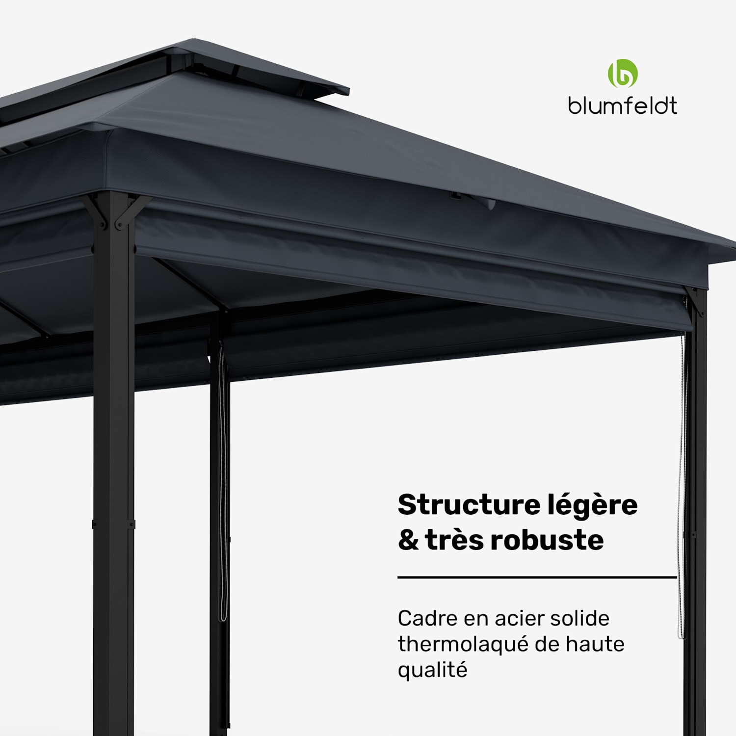 Grandezza Cortina pergola de jardin 3x6 m | résistante aux intempéries | thermolaquée | volets roulants latéraux 3 x 6 m | Gris Foncé
