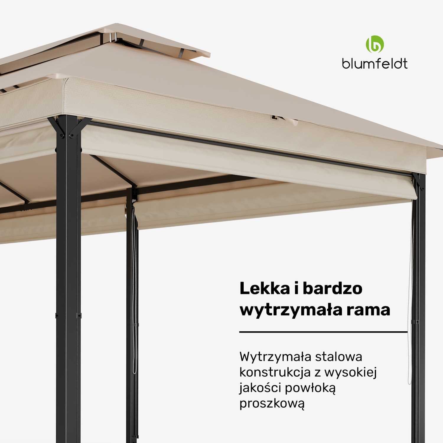 Grandezza Cortina Altana ogrodowa 3x6 m, odporna na warunki atmosferyczne, malowana proszkowo, rolety boczne 3 x 6 m | Beż