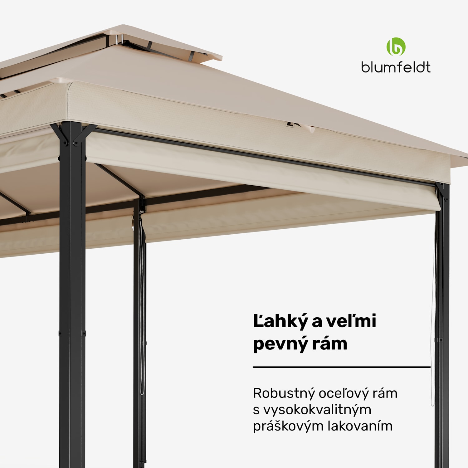 Grandezza Cortina záhradný altánok 3x6 m, odolný voči poveternostným vplyvom, prášková farba, bočné rolety 3 x 6 m | Béžová