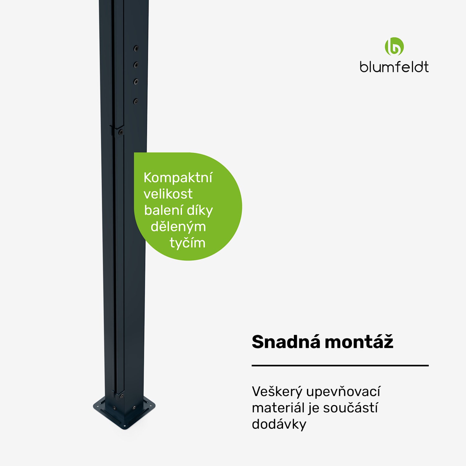 Pantheon Cortina Solid Sky 3x3 Pergola, odolná proti povětrnostním vlivům, prášková barva, boční panely 