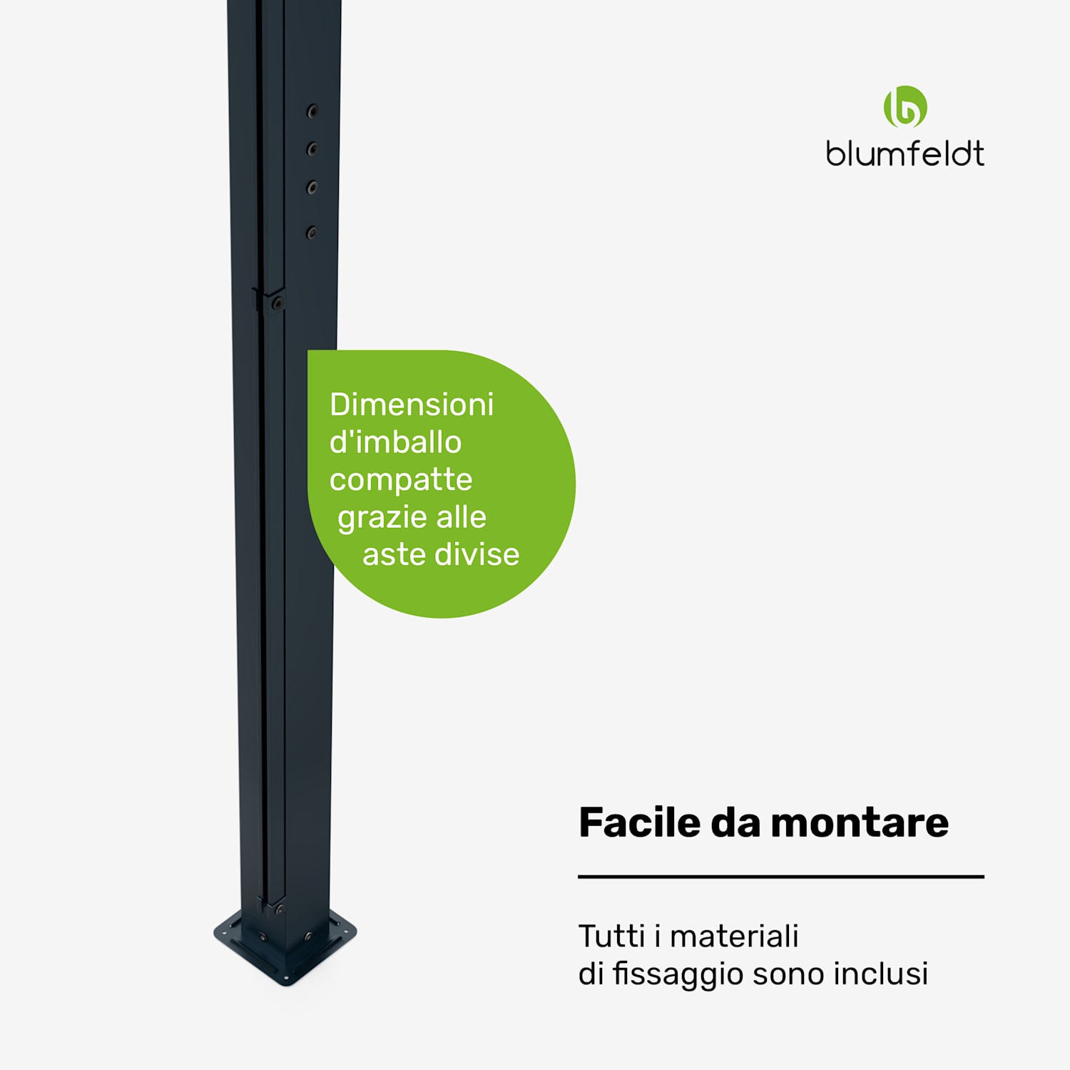 Pantheon Cortina Solid Sky - Pergola, 3x3 m | Resistente agli agenti atmosferici | Verniciata a polvere | Imposte laterali 