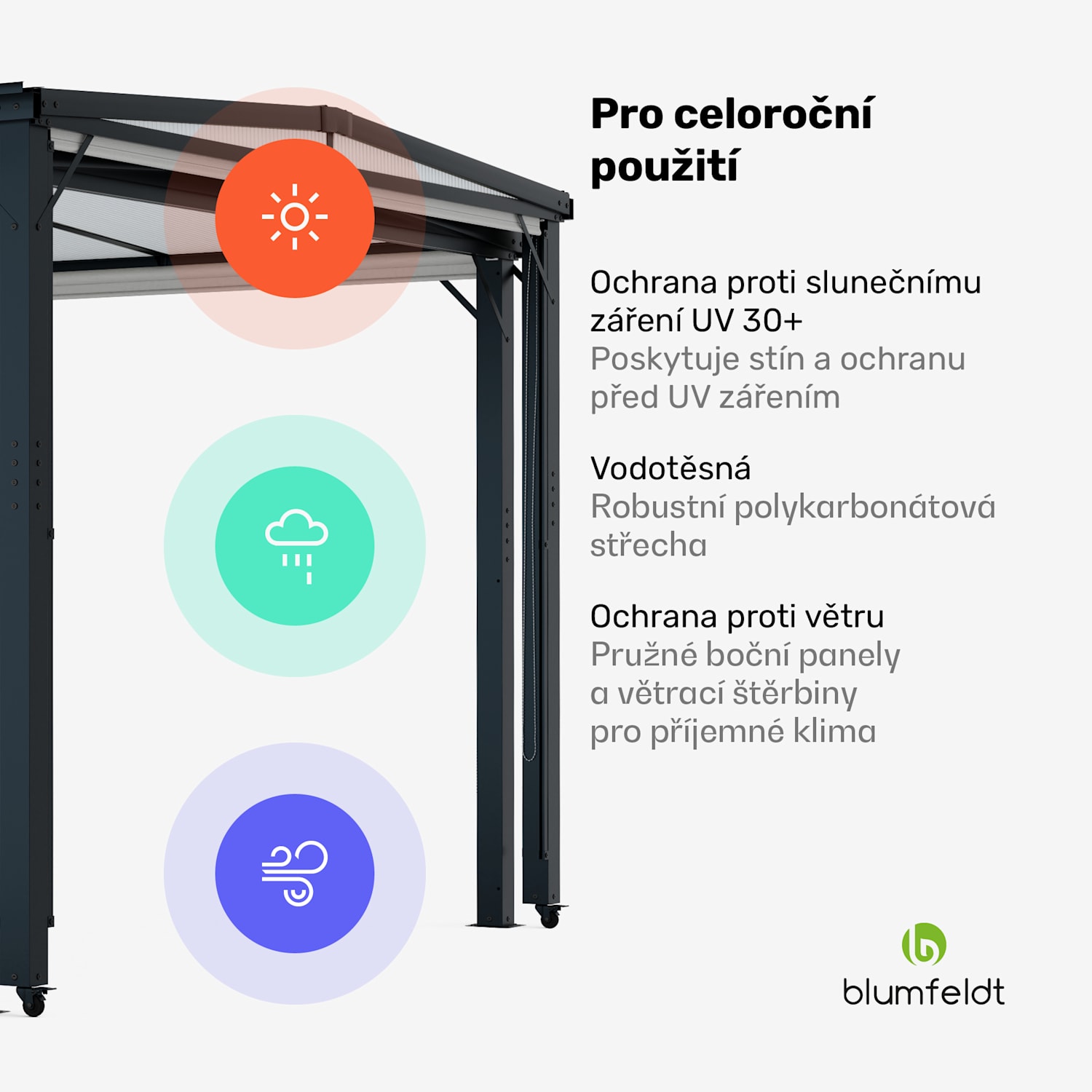 Pantheon Cortina Solid Sky Expand zahradní altán 3x6, odolný proti povětrnostním vlivům, rozšiřitelný 
