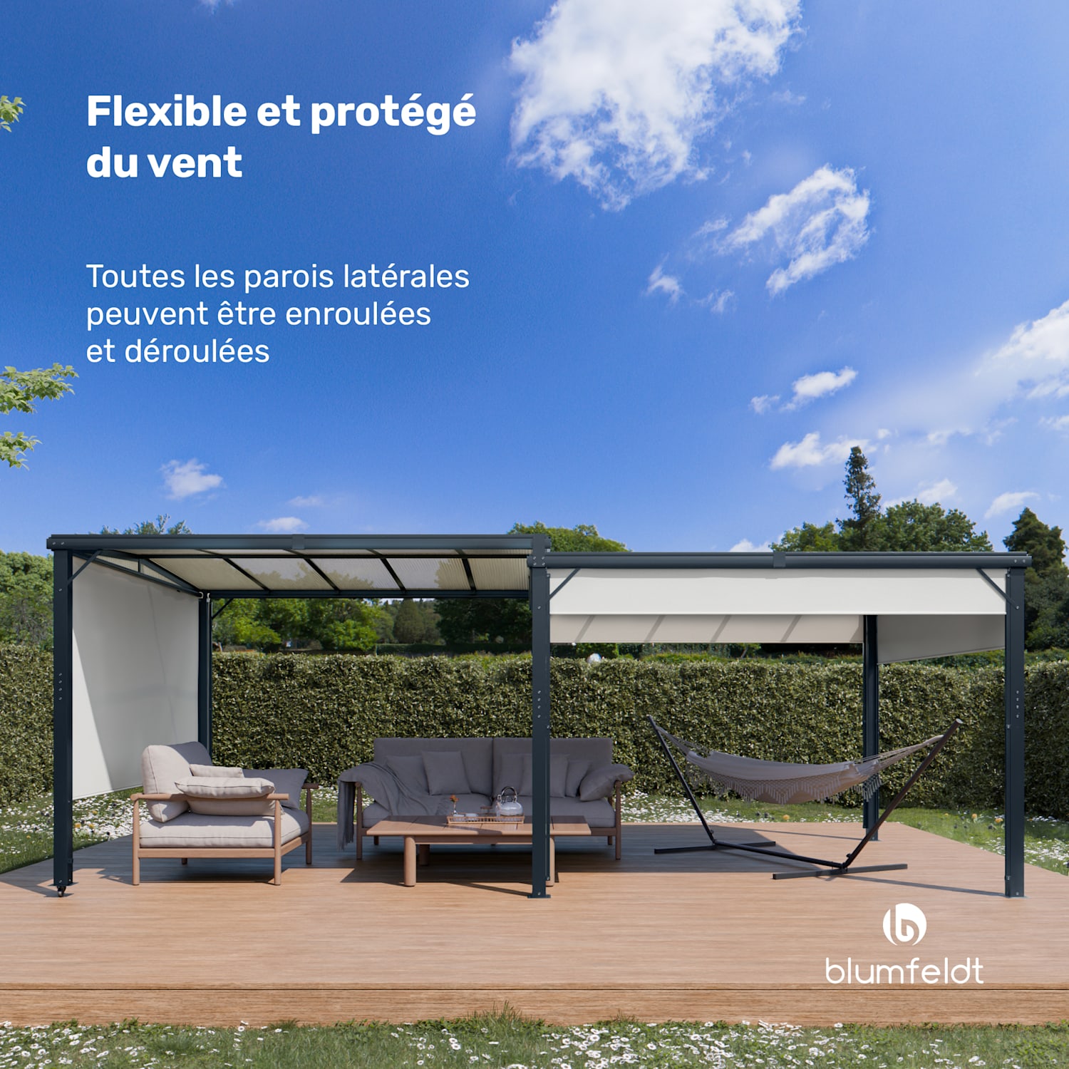 Pantheon Cortina Solid Sky uitbreidbaar tuinpaviljoen 3x6 | weerbestendig | uitschuifbaar 