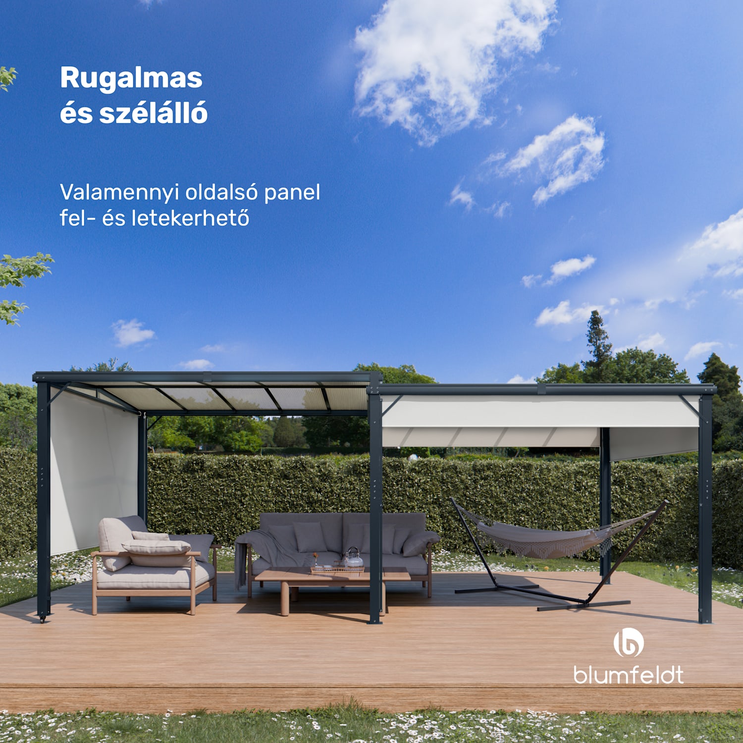 Pantheon Cortina Solid Sky Expand kerti pavilon 3x6, időjárásálló, bővíthető 